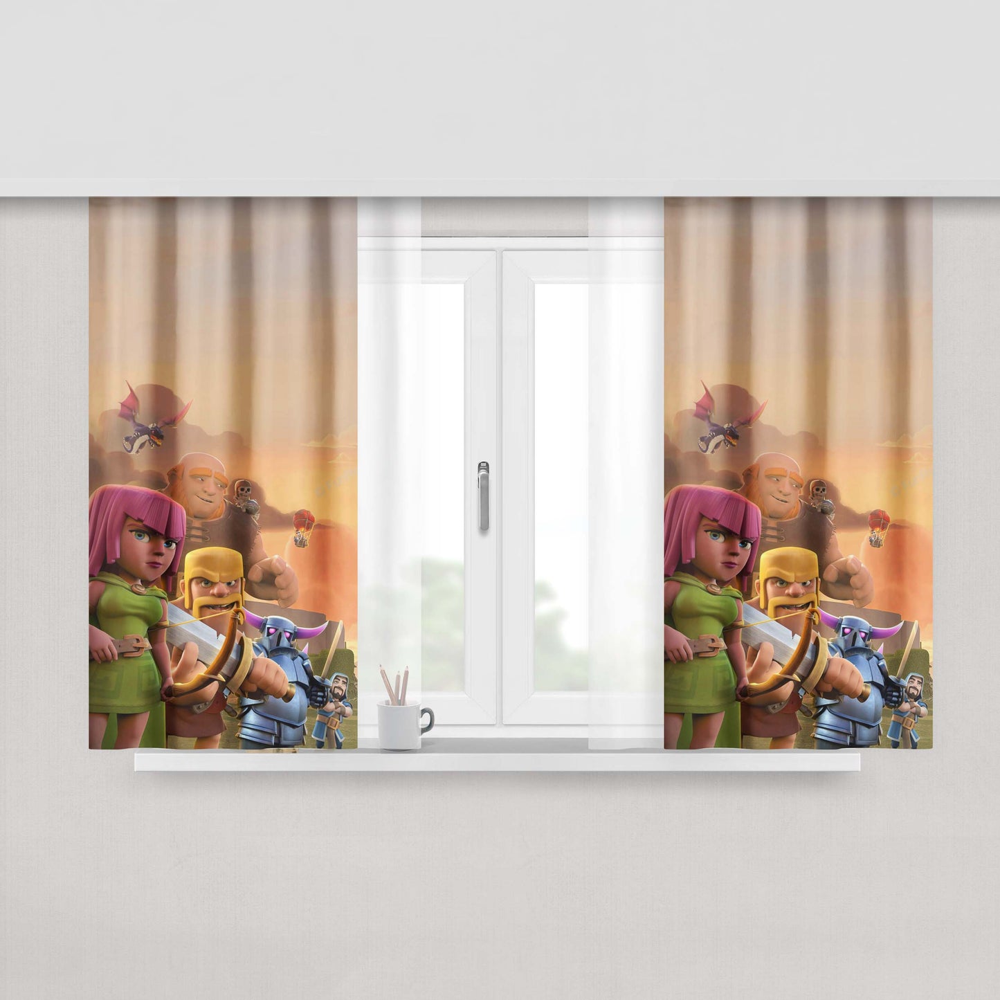 Clash Of Clans Troops Peach Skin Window Curtains