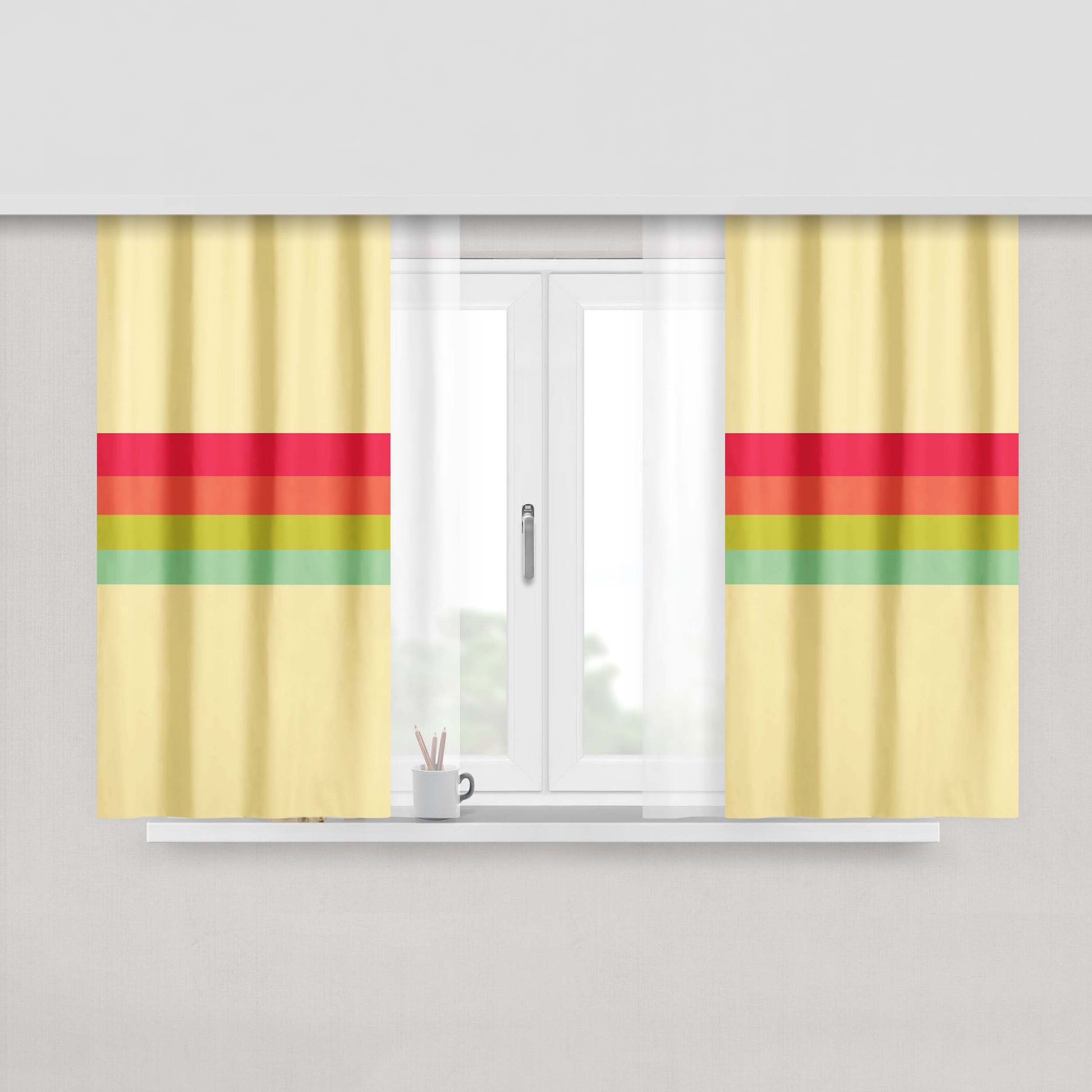 Clasic Retro Stripes Peach Skin Window Curtains