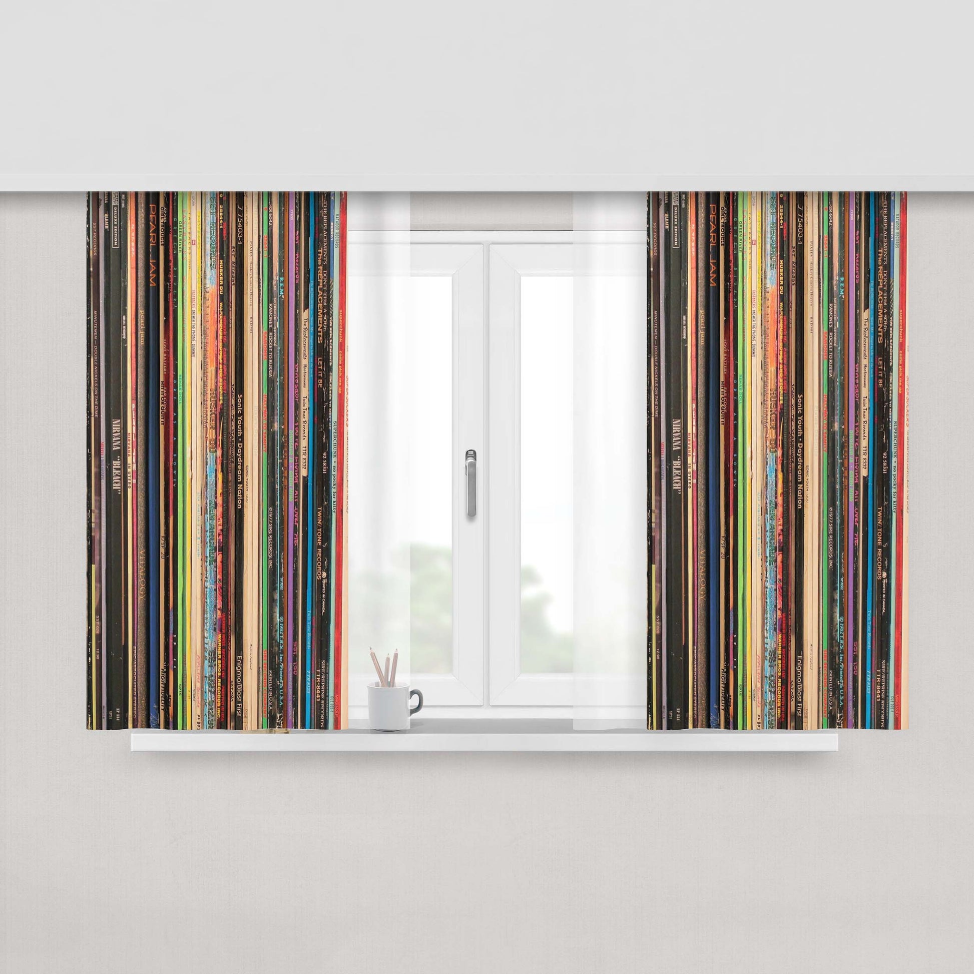 Classic Alternative Rock Records Collection Peach Skin Window Curtains