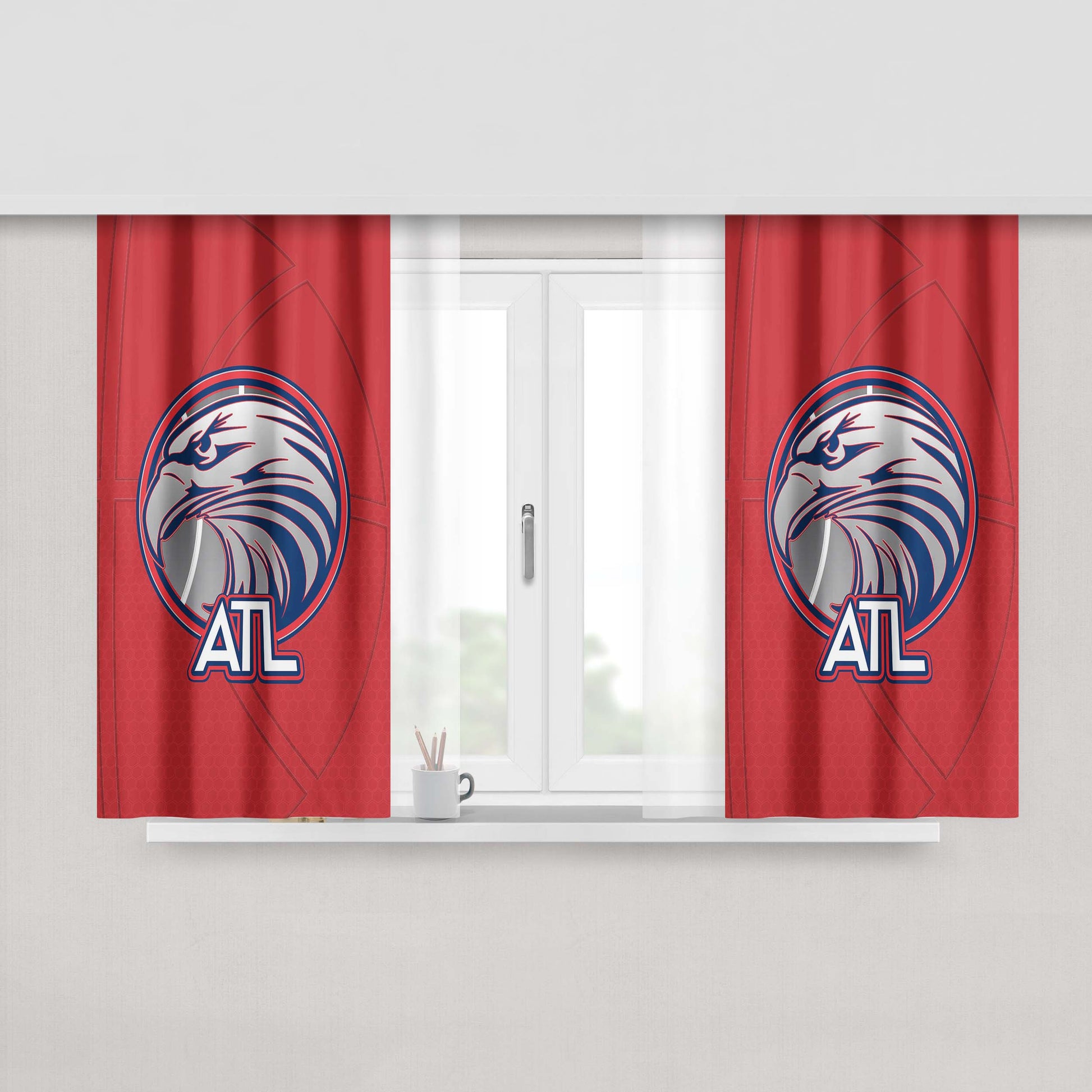 Classic Atlanta Hawks Basketball Logo Peach Skin Window Curtains