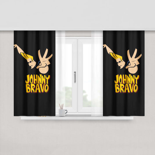 Classic Cartoon Johny Bravo Peach Skin Window Curtains