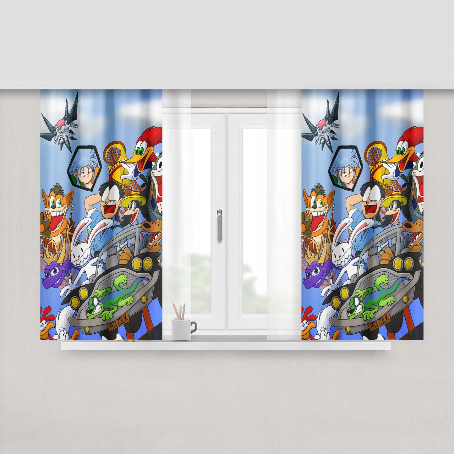 Classic Cartoon Squad Peach Skin Window Curtains
