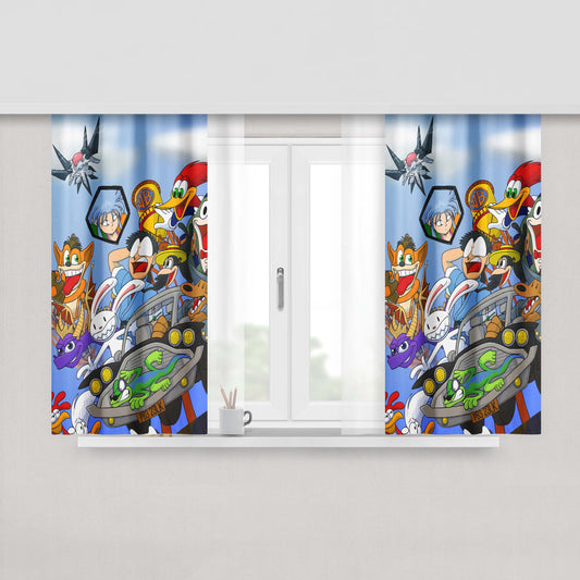 Classic Cartoon Squad Peach Skin Window Curtains