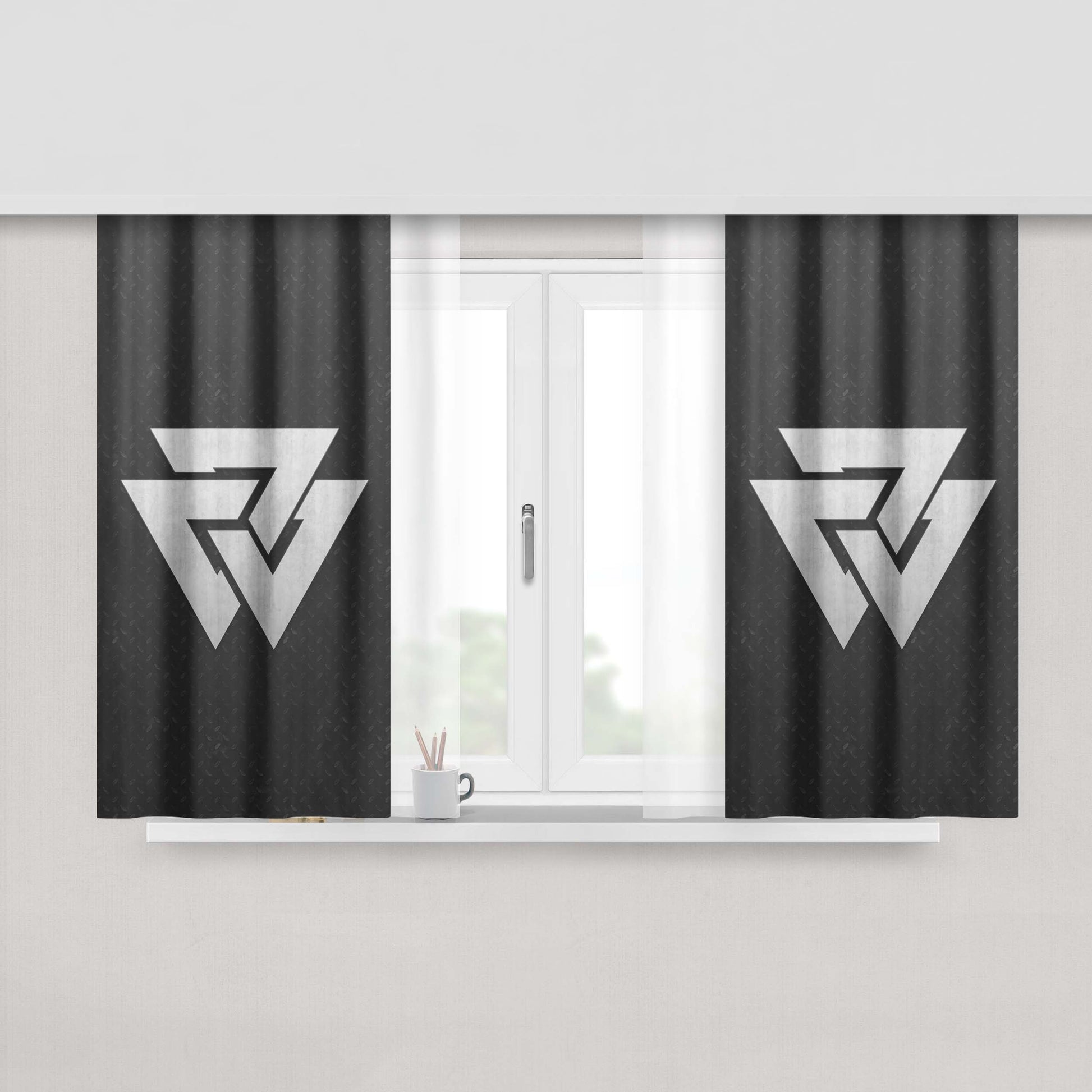 Classic Castle Logo Peach Skin Window Curtains