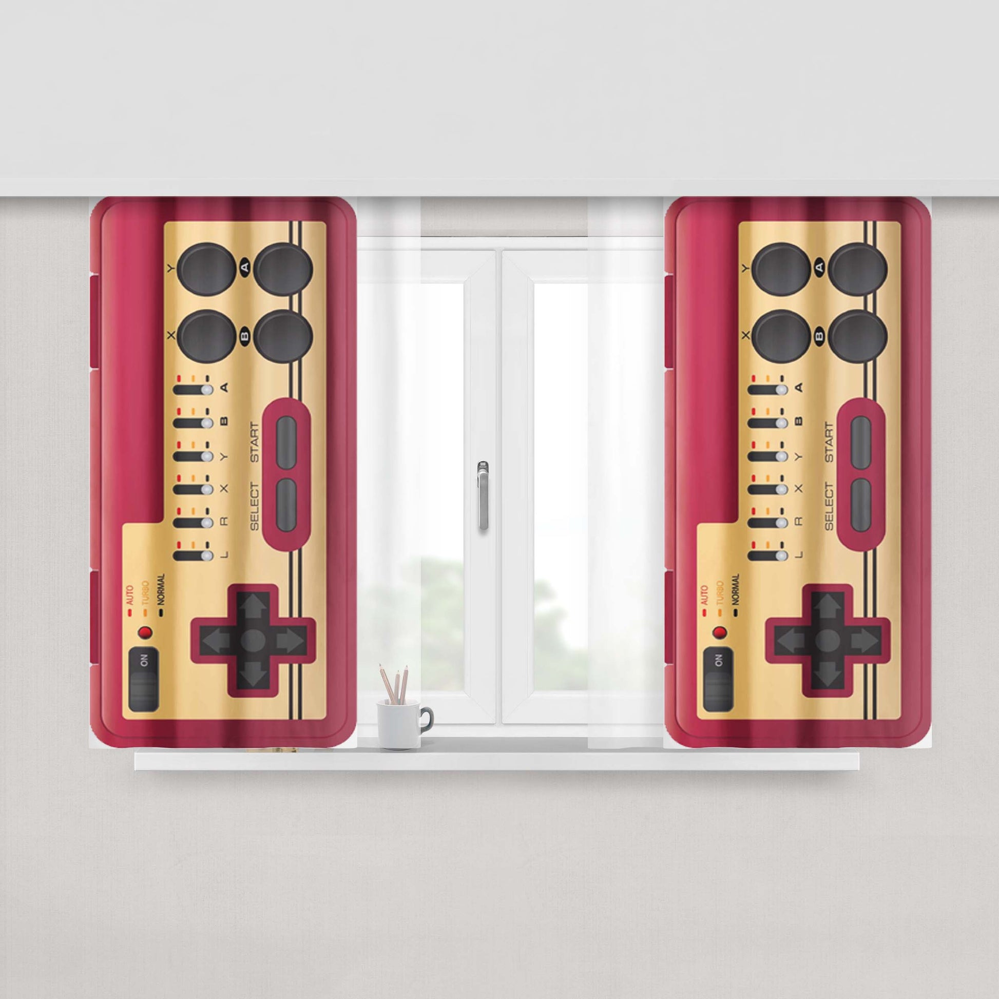 Classic Controller Game Play Peach Skin Window Curtains