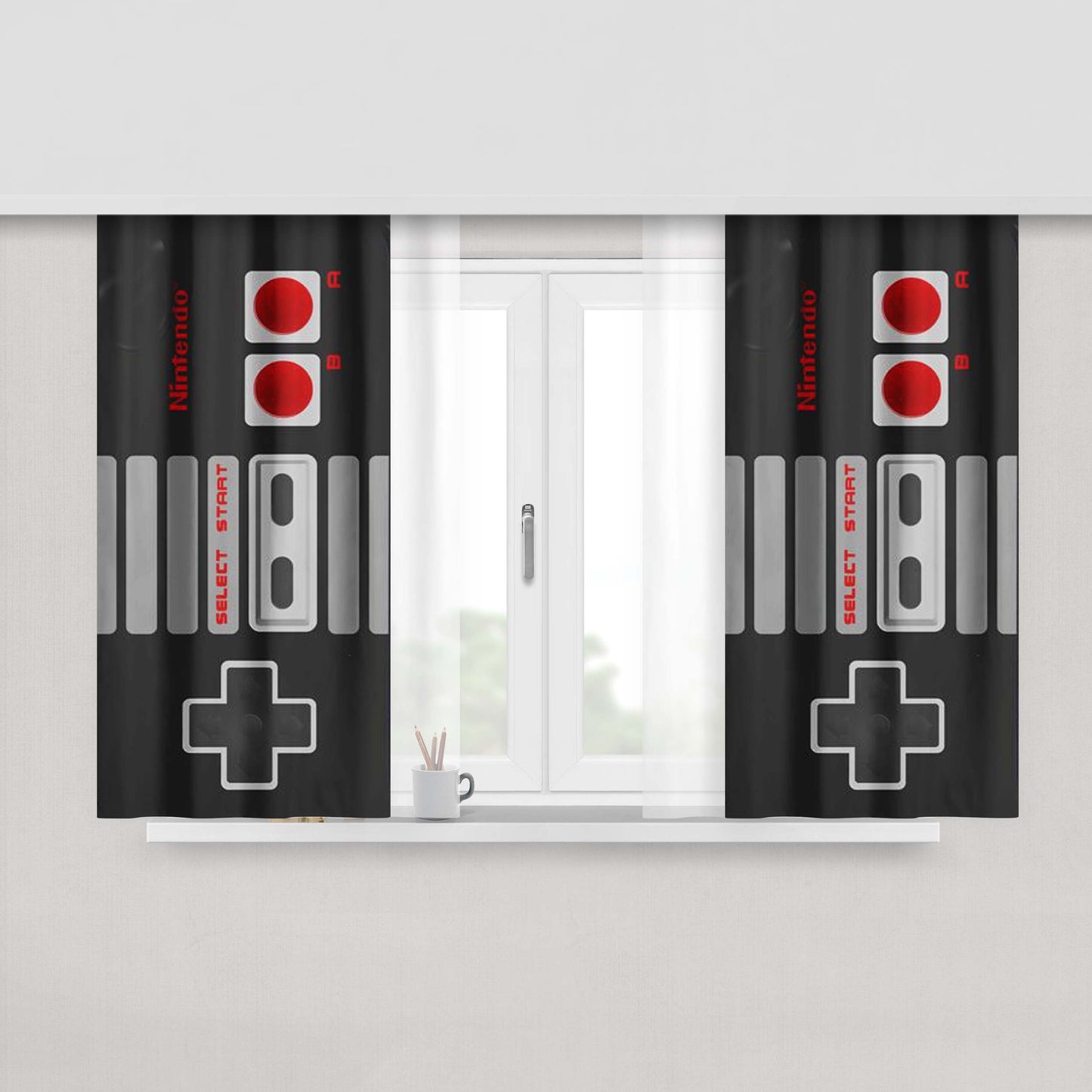 Classic Nintendo Controller Peach Skin Window Curtains