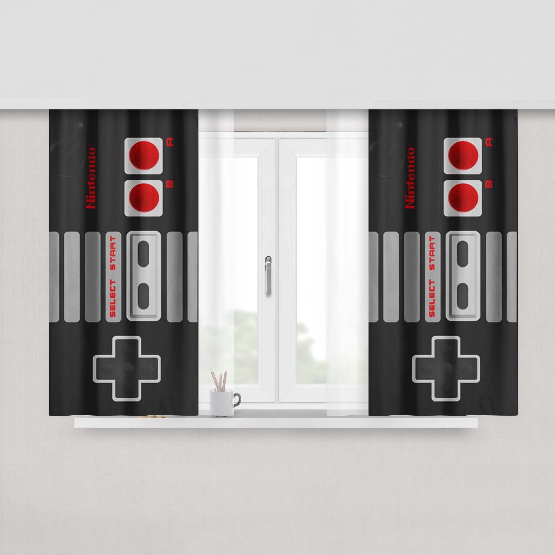 Classic Nintendo Controller Peach Skin Window Curtains
