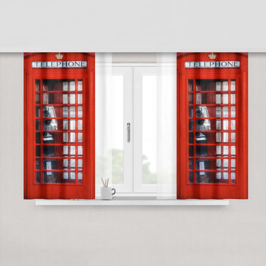 Classic Red England Phone Booth Peach Skin Window Curtains