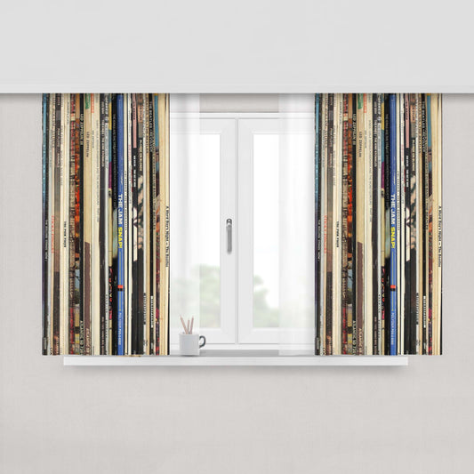 Classic Rock Vinyl Records Collection Peach Skin Window Curtains
