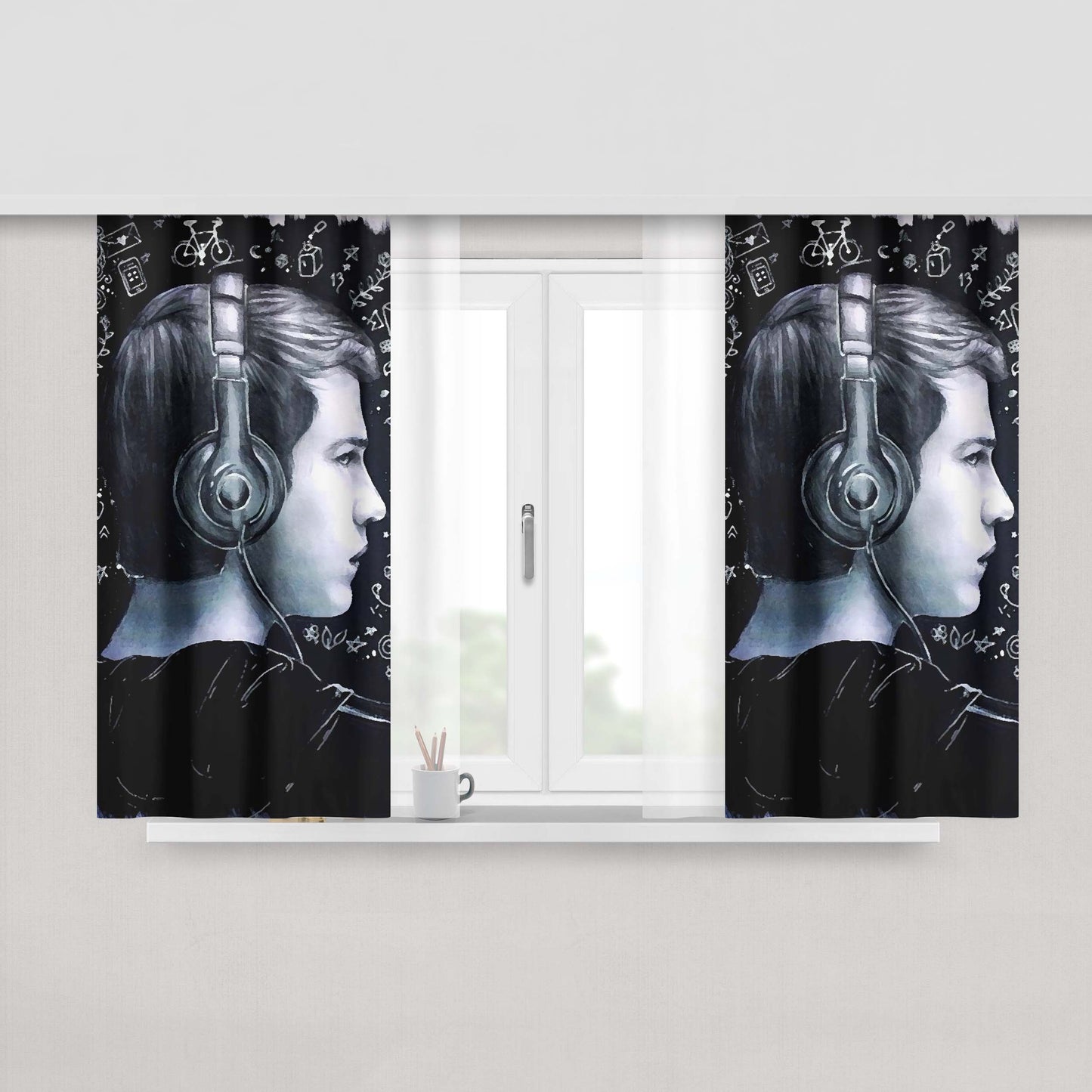 Clay Jensen Dylan Minnette 13 Reasons Why Peach Skin Window Curtains