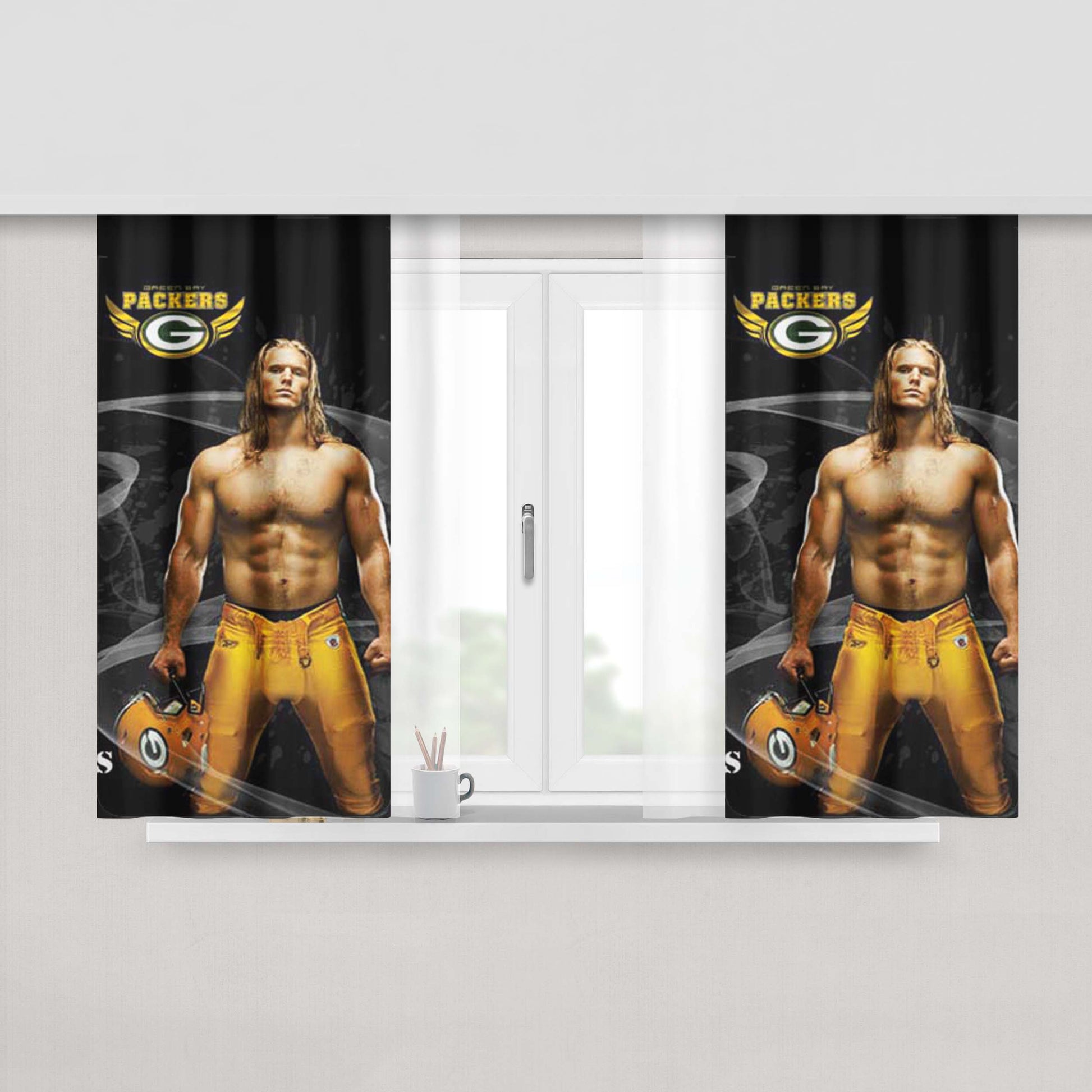 Clay Matthews Swirls Logo Peach Skin Window Curtains