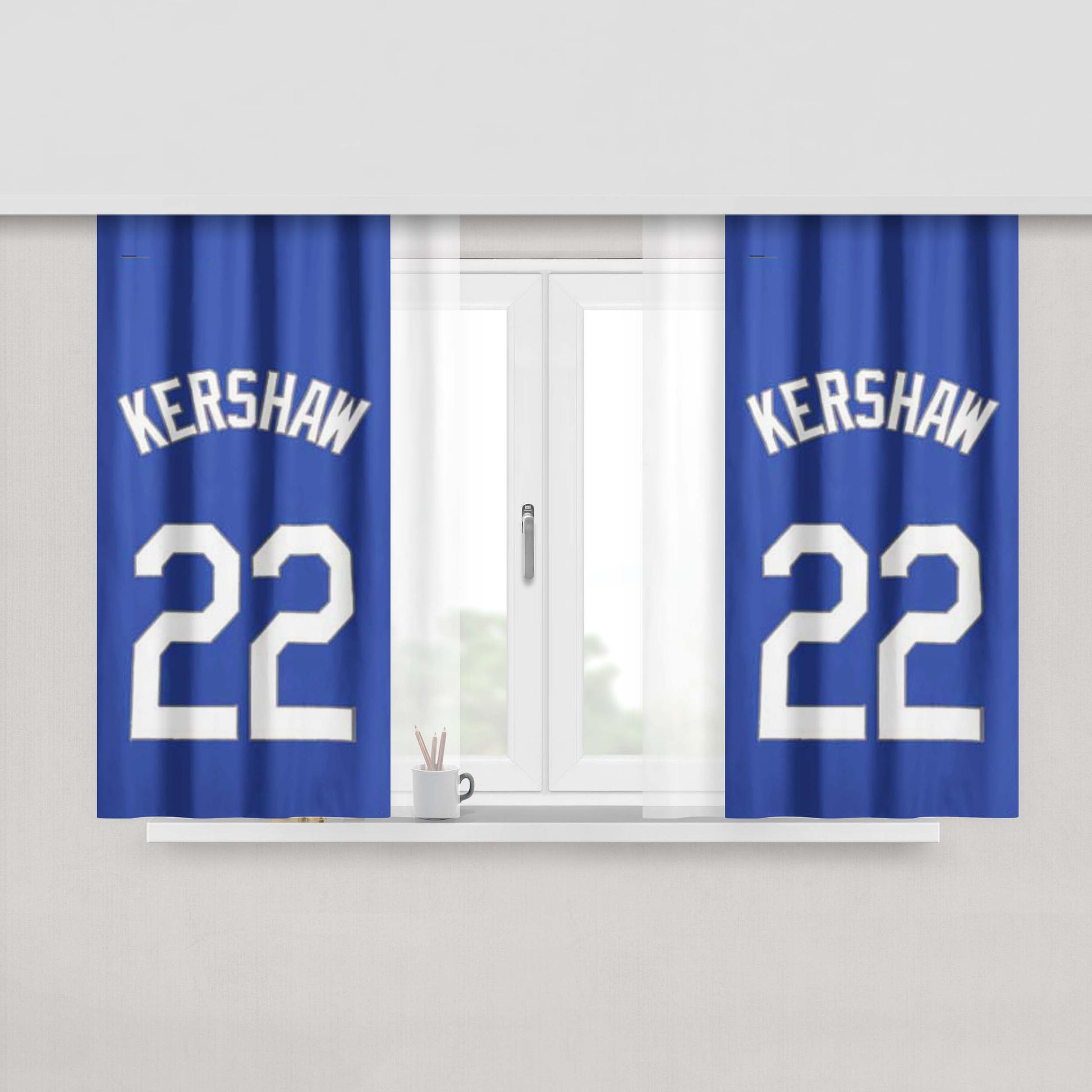 Clayton Kershaw Jersey Peach Skin Window Curtains