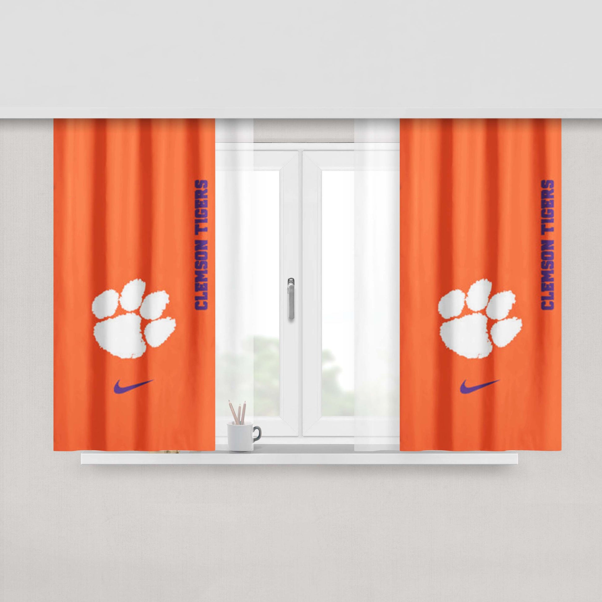 Clemson Tigers Football Peach Skin Window Curtains