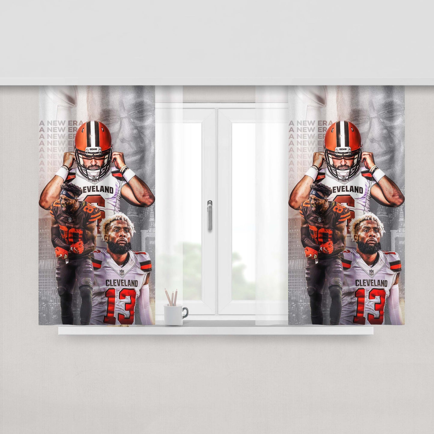Cleveland Brown Odell Beckham Jr Wallpaper Peach Skin Window Curtains