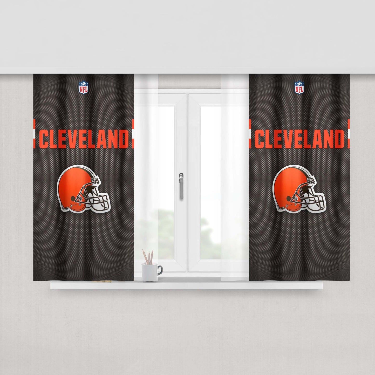 Cleveland Browns 1 Peach Skin Window Curtains