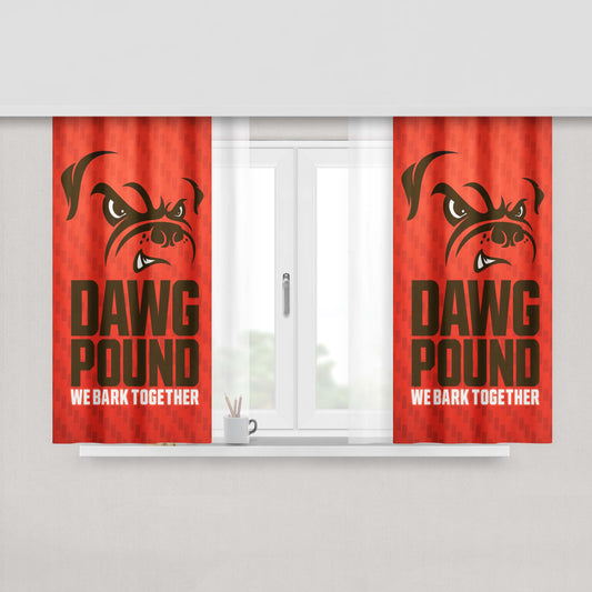 Cleveland Browns Dawg Pound Bark Together Peach Skin Window Curtains