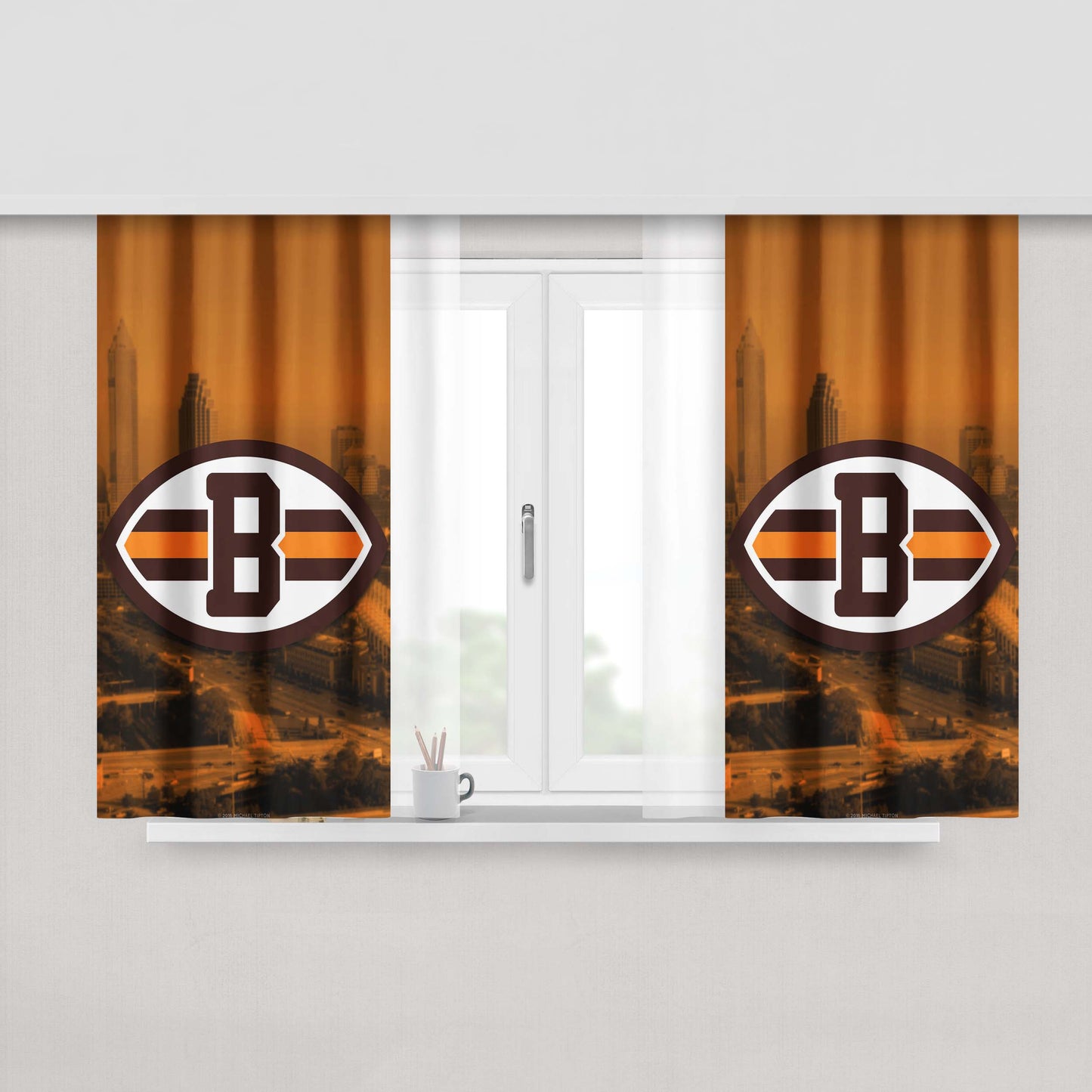 Cleveland Browns Emblem Peach Skin Window Curtains