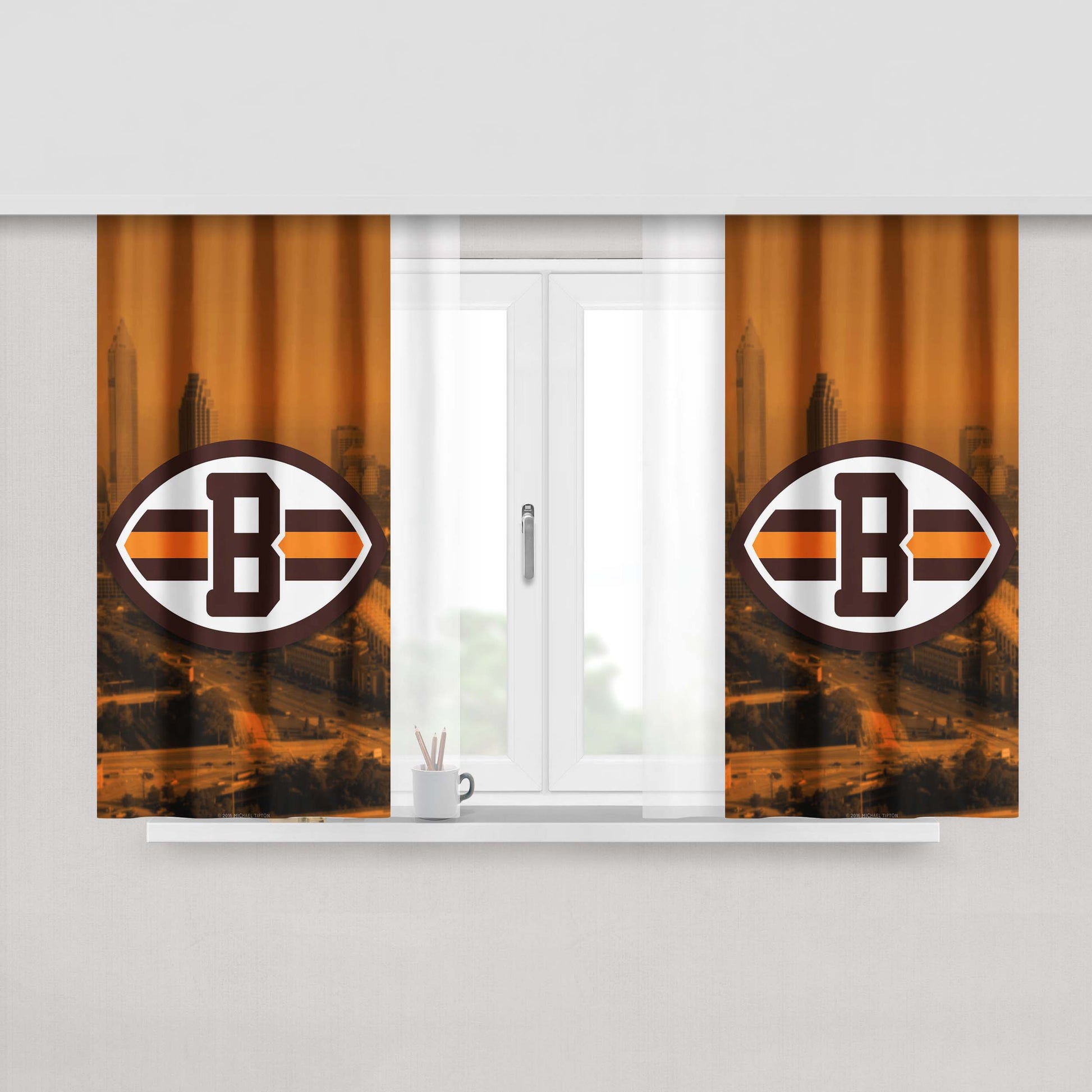 Cleveland Browns Emblem Peach Skin Window Curtains