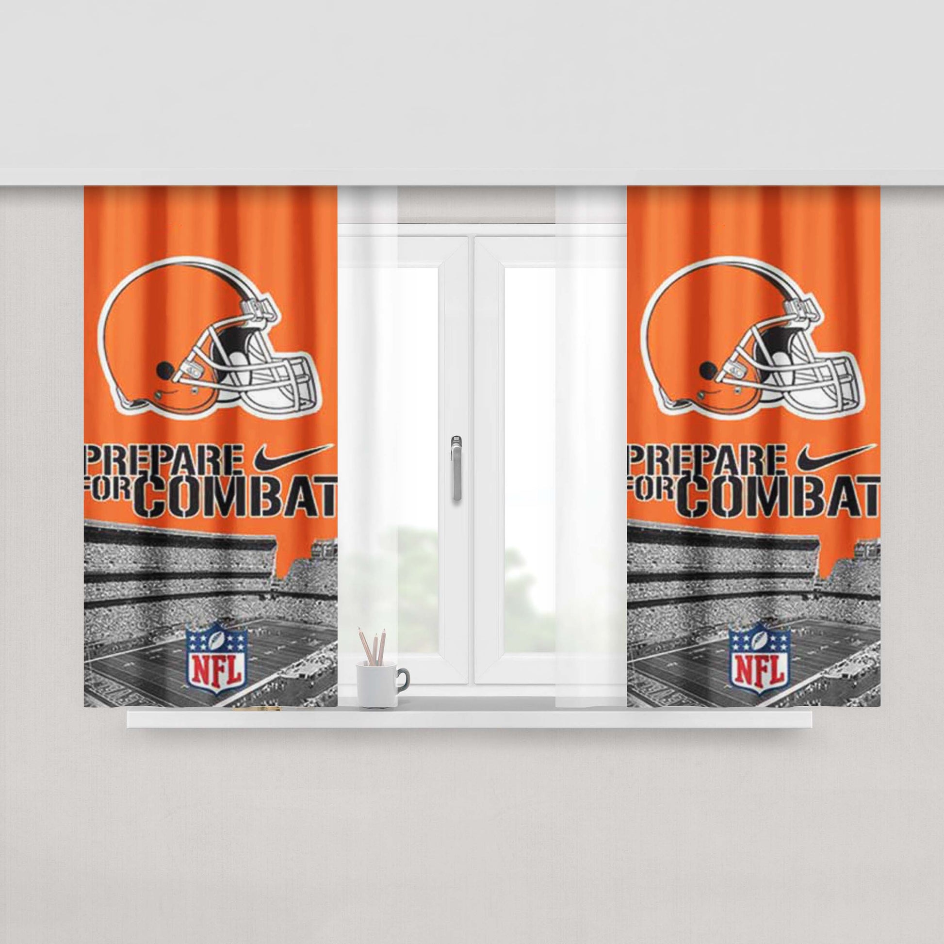 Cleveland Browns Prepare Peach Skin Window Curtains