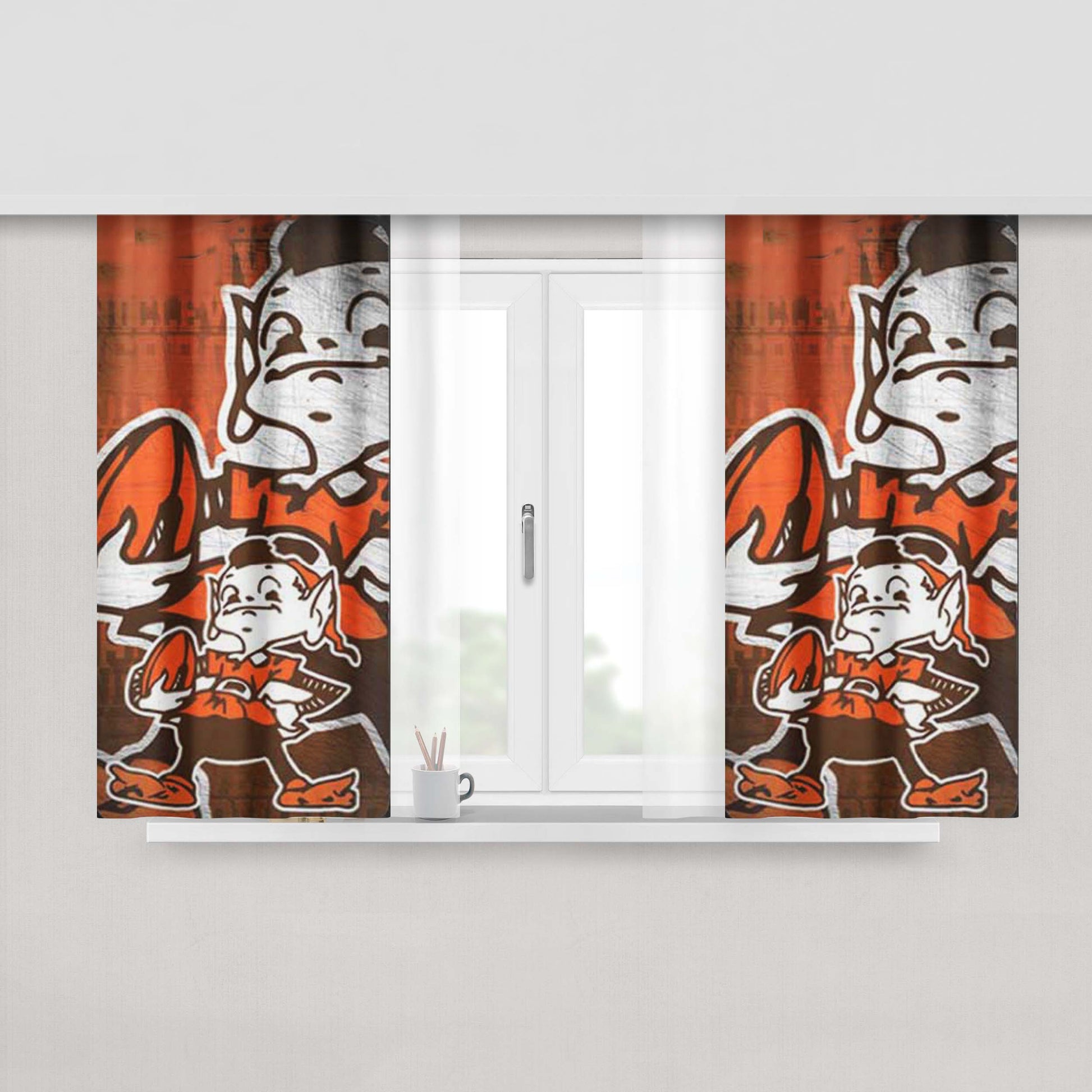 Cleveland Browns Vintage Overlap Peach Skin Window Curtains