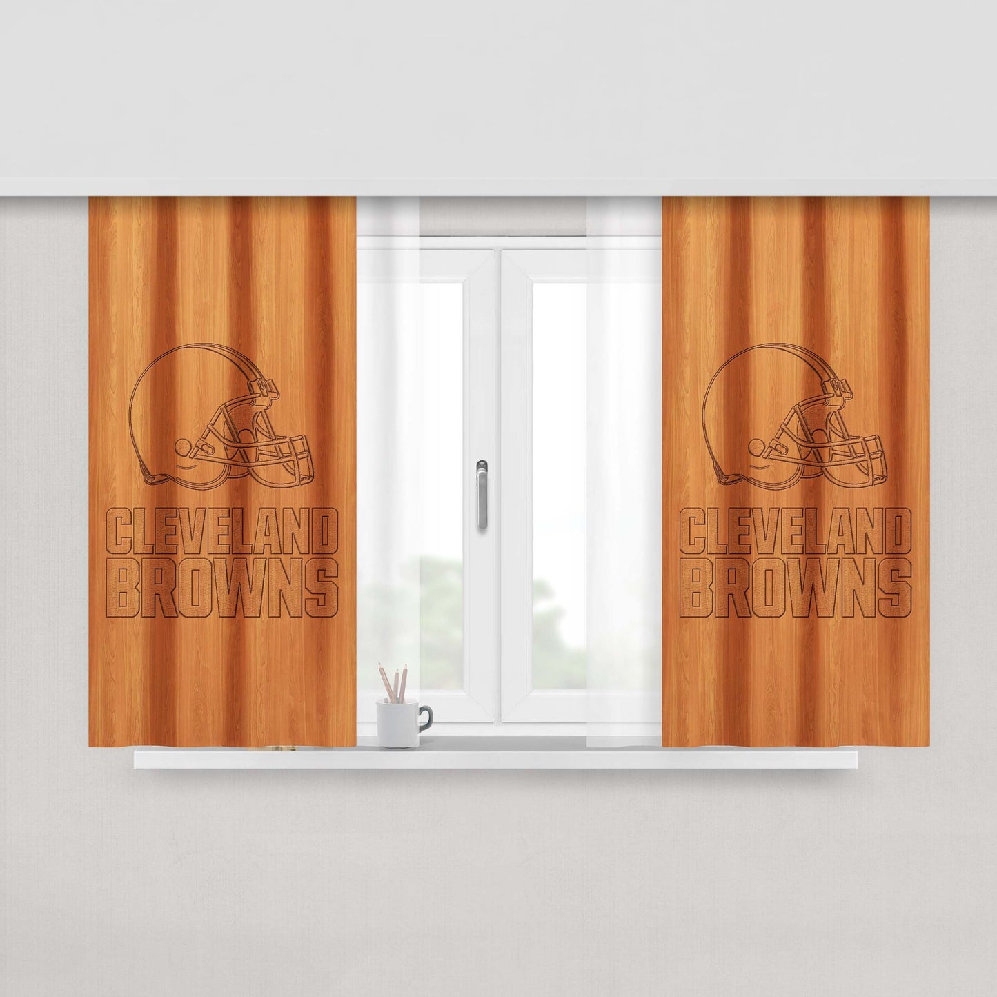 Cleveland Browns Peach Skin Window Curtains