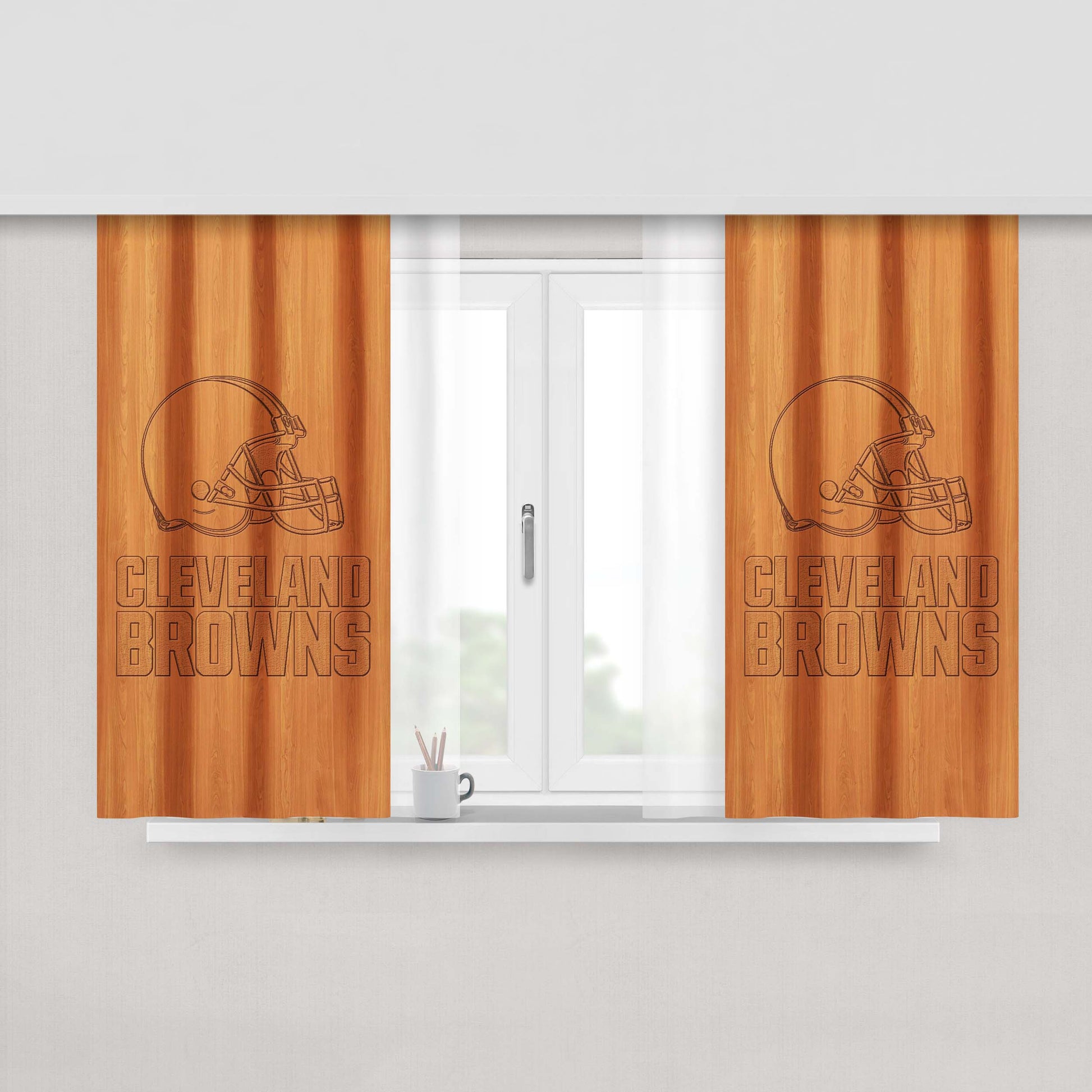Cleveland Browns Peach Skin Window Curtains
