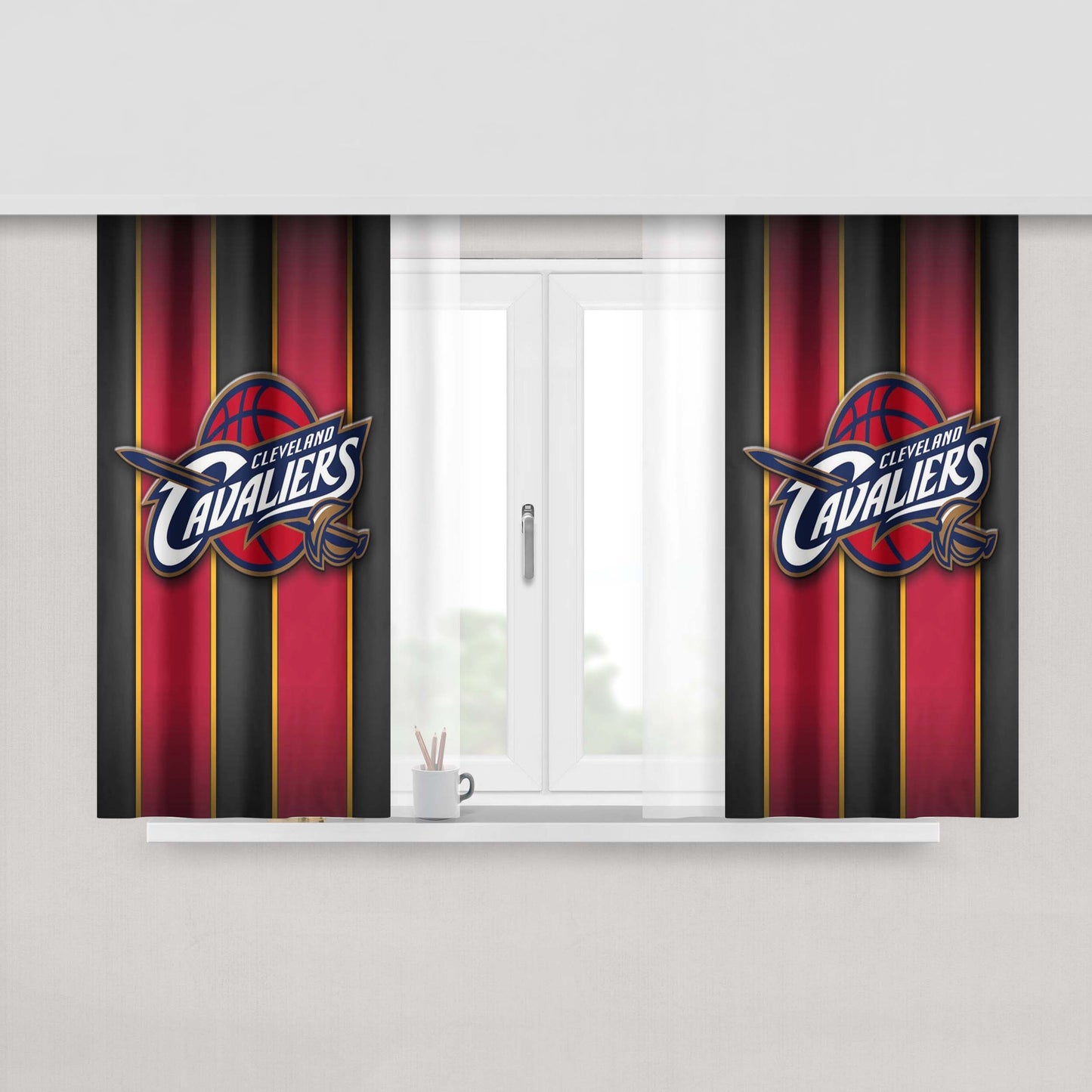 Cleveland Cavaliers Basketball Club Wallpapers Peach Skin Window Curtains