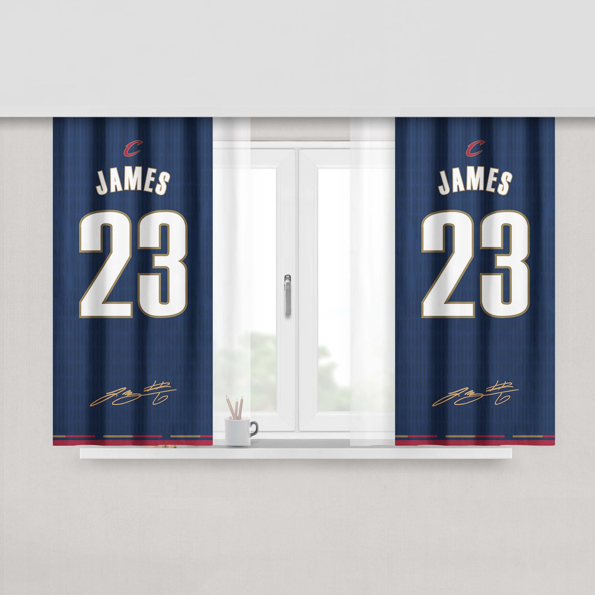 Cleveland Cavaliers James Blue Peach Skin Window Curtains