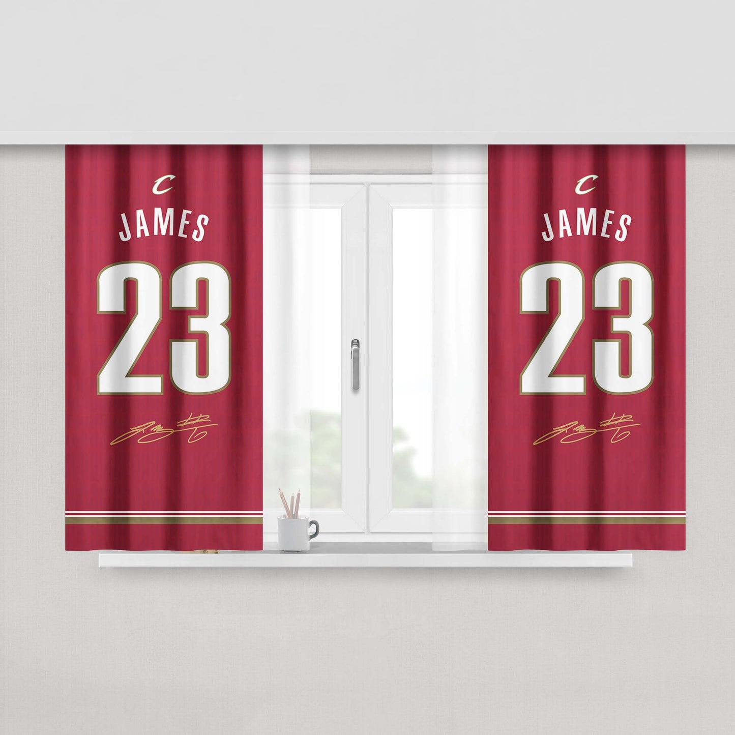 Cleveland Cavaliers James Red Peach Skin Window Curtains