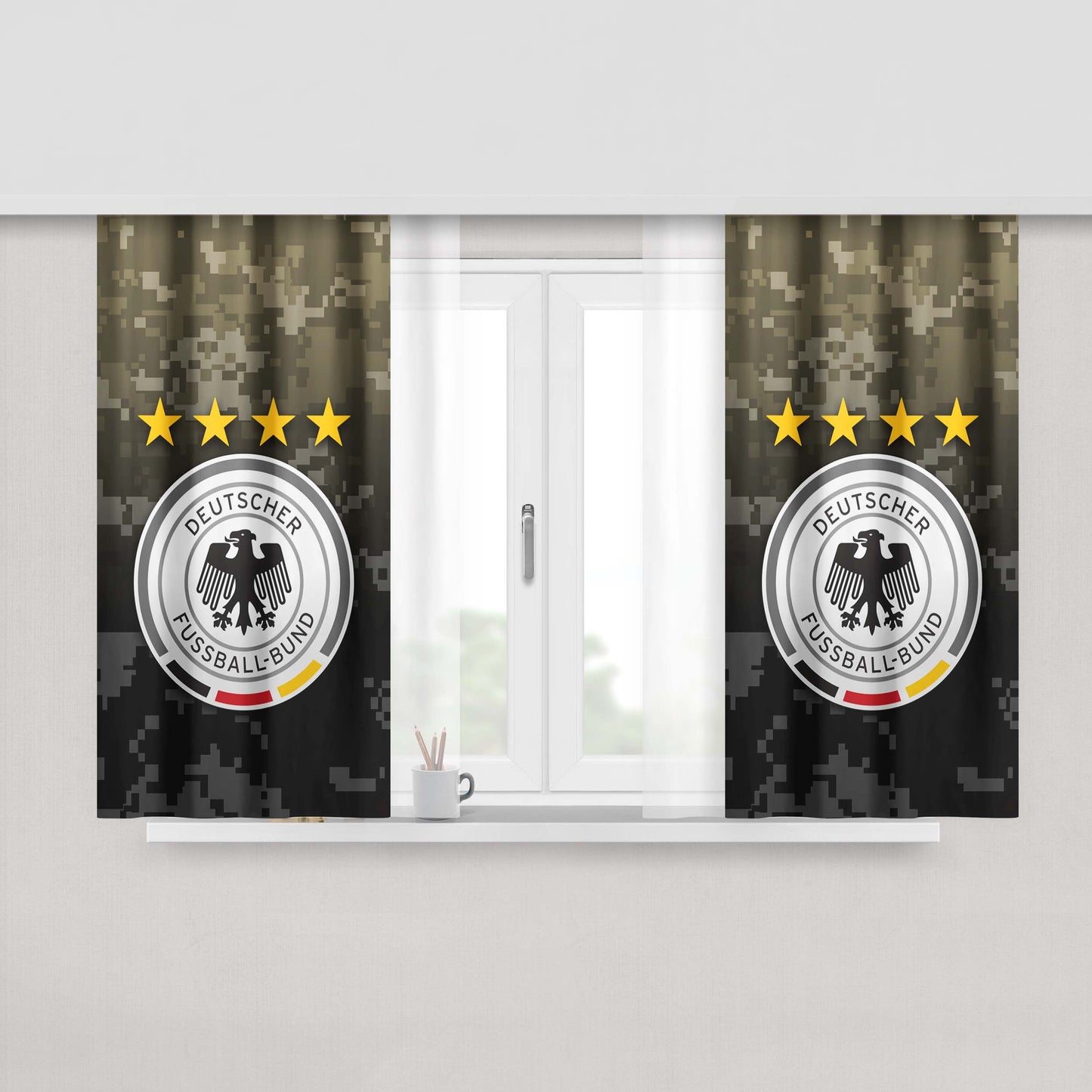 Germany Football Logo Camo Peach Skin Window Curtains