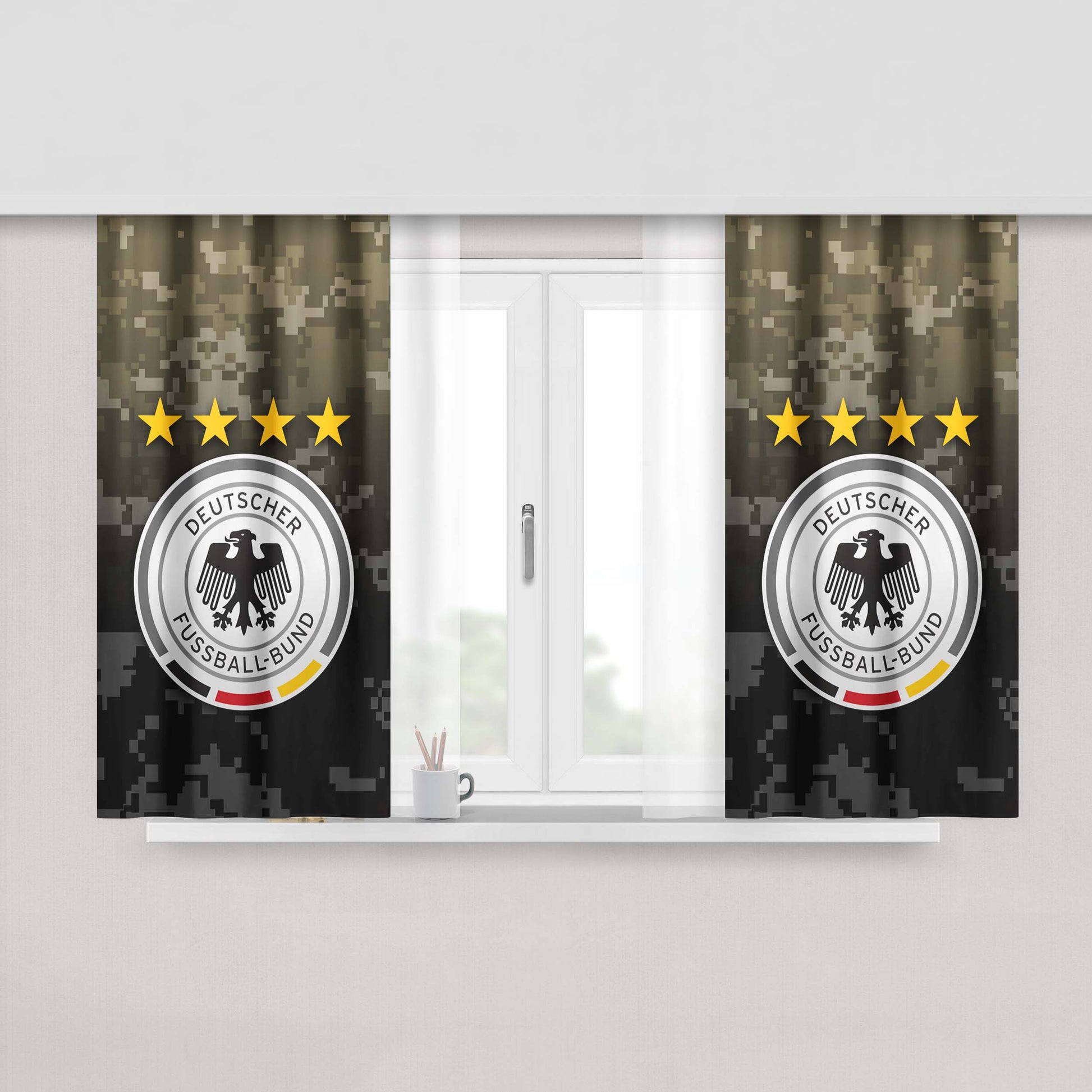 Germany Football Logo Camo Peach Skin Window Curtains