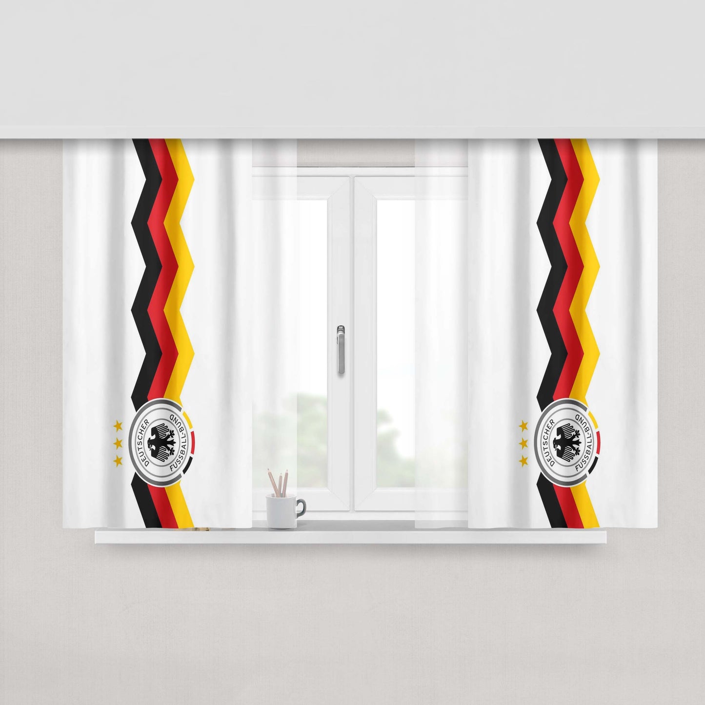 Germany Football World Cup Peach Skin Window Curtains