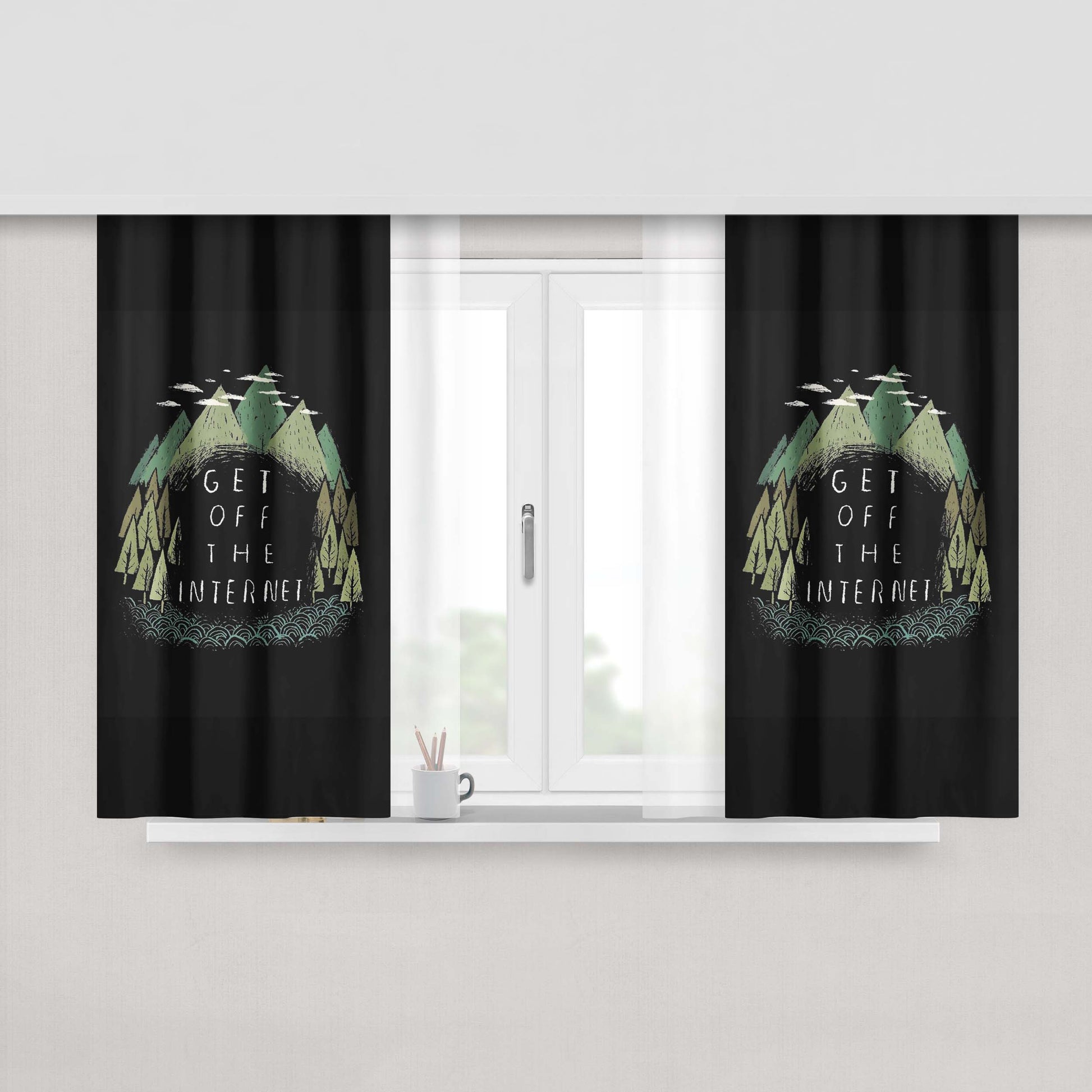 Get Off The Internet Peach Skin Window Curtains