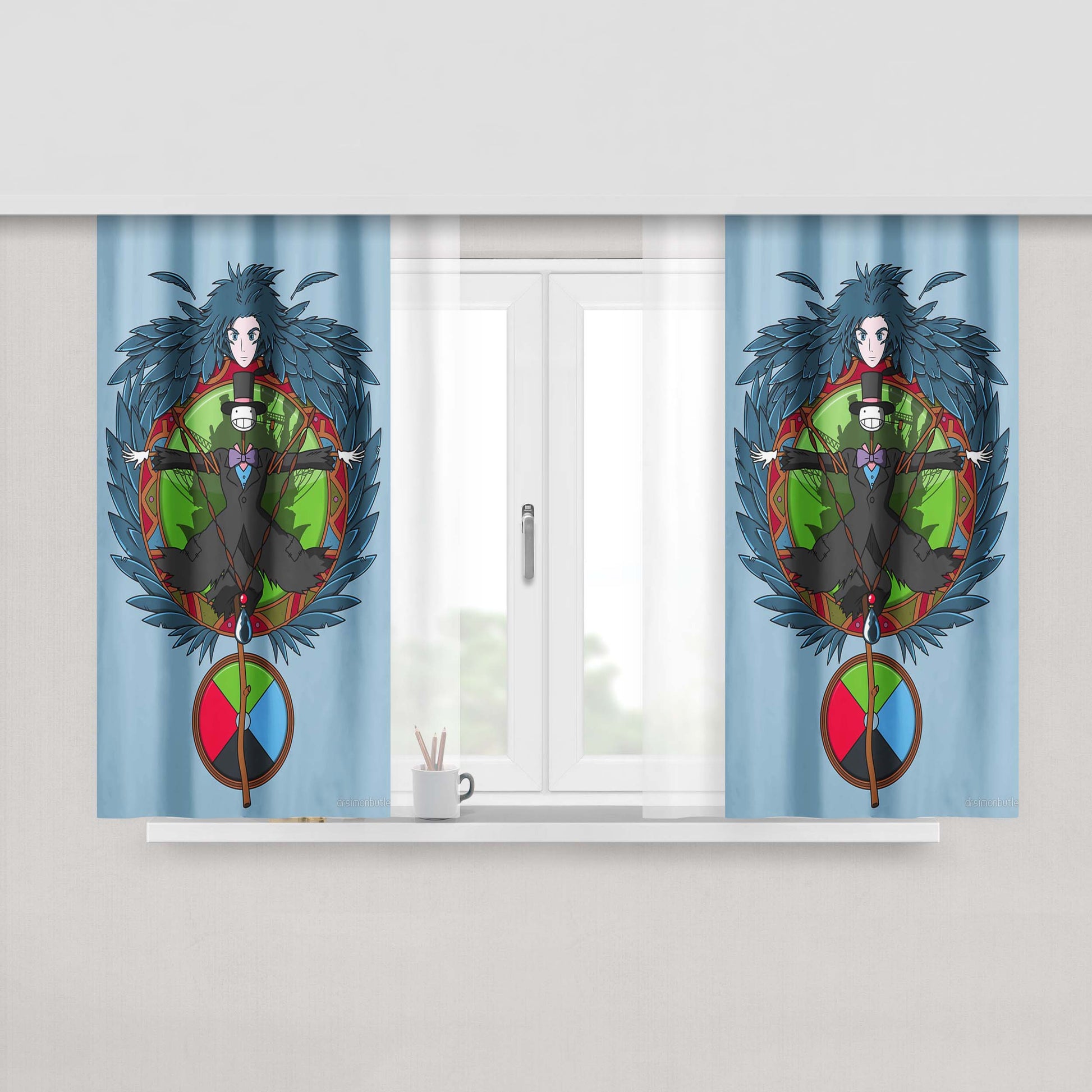 Ghibli Castle Crest Peach Skin Window Curtains