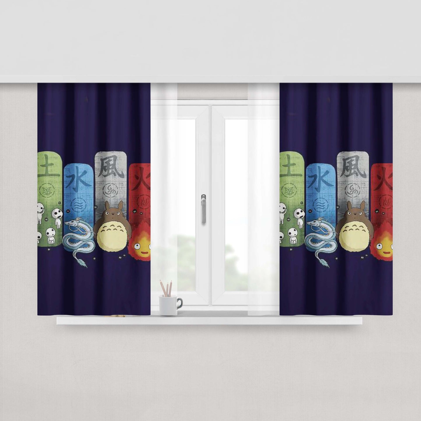 Ghibli Elemental Charms Peach Skin Window Curtains