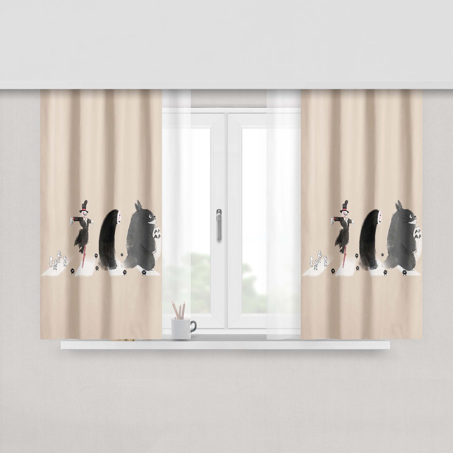 Ghibli Road Peach Skin Window Curtains