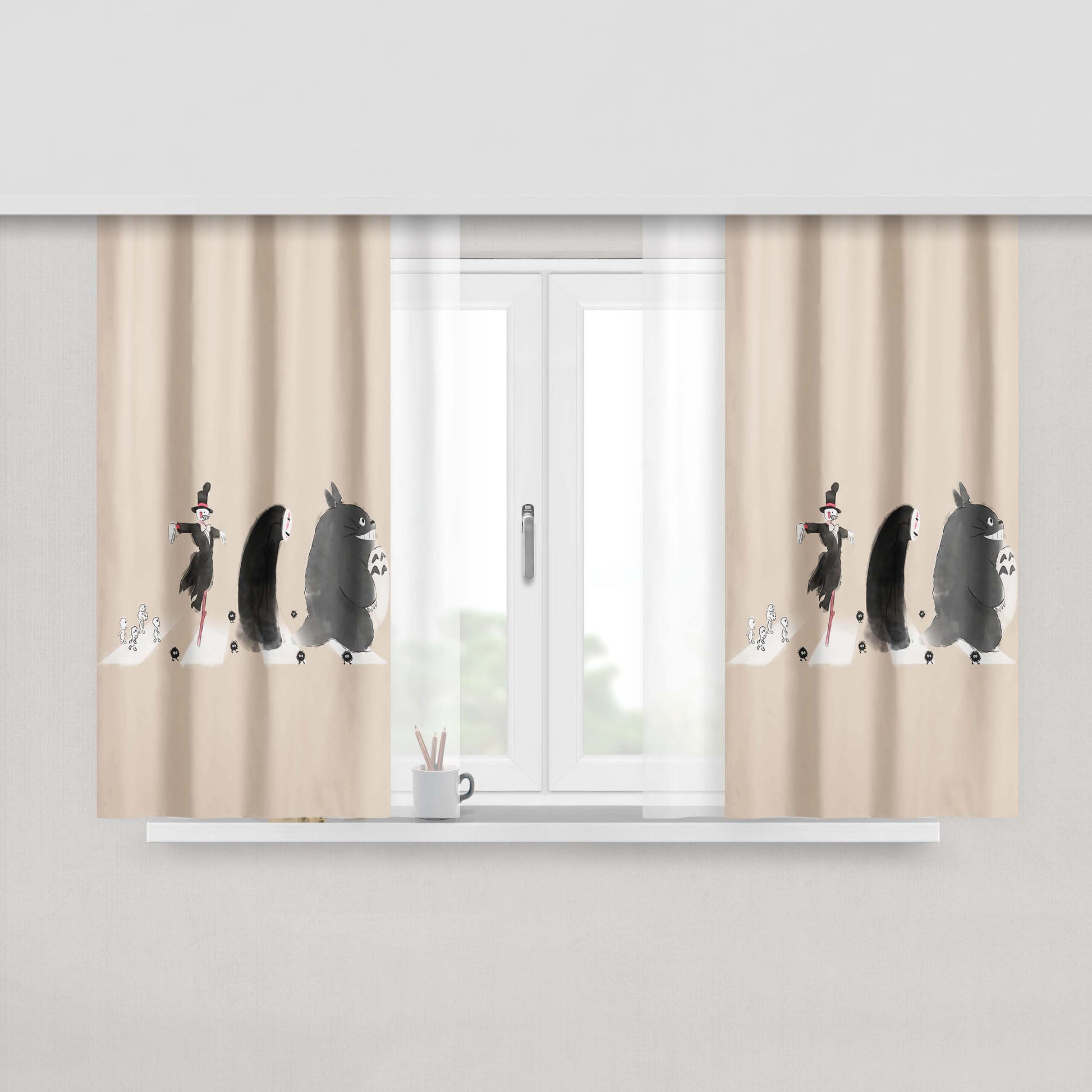 Ghibli Road Peach Skin Window Curtains