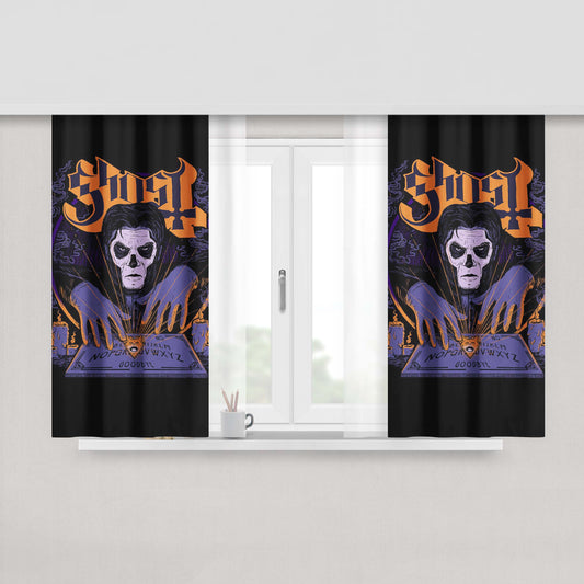 Ghost Band Illustration Of Dark Peach Skin Window Curtains