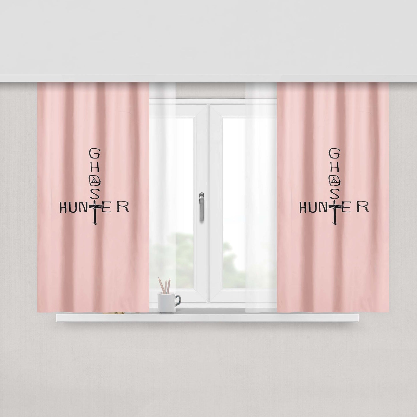 Ghost Hunting Spooky Novelty Scary Creepy Paranormal Monster Peach Skin Window Curtains