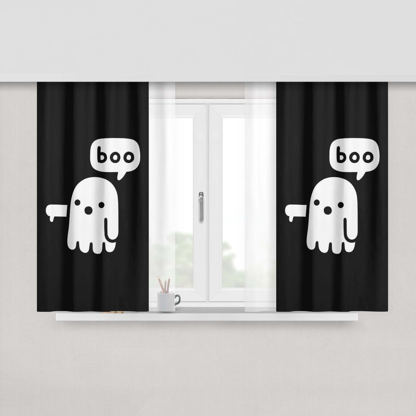 Ghost Of Disapproval Peach Skin Window Curtains