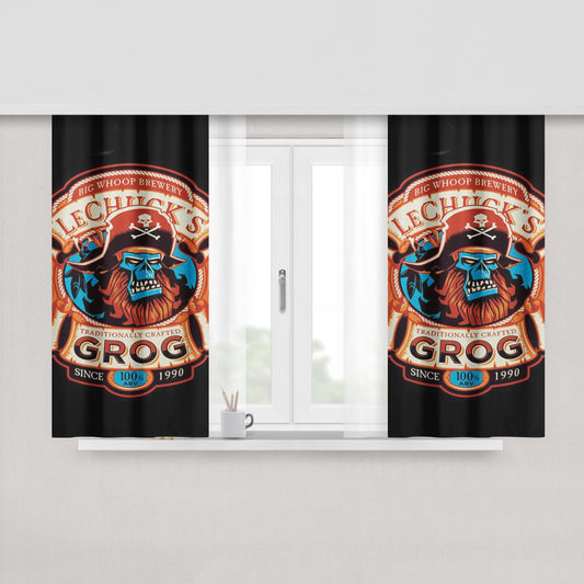 Ghost Pirate Grog Peach Skin Window Curtains
