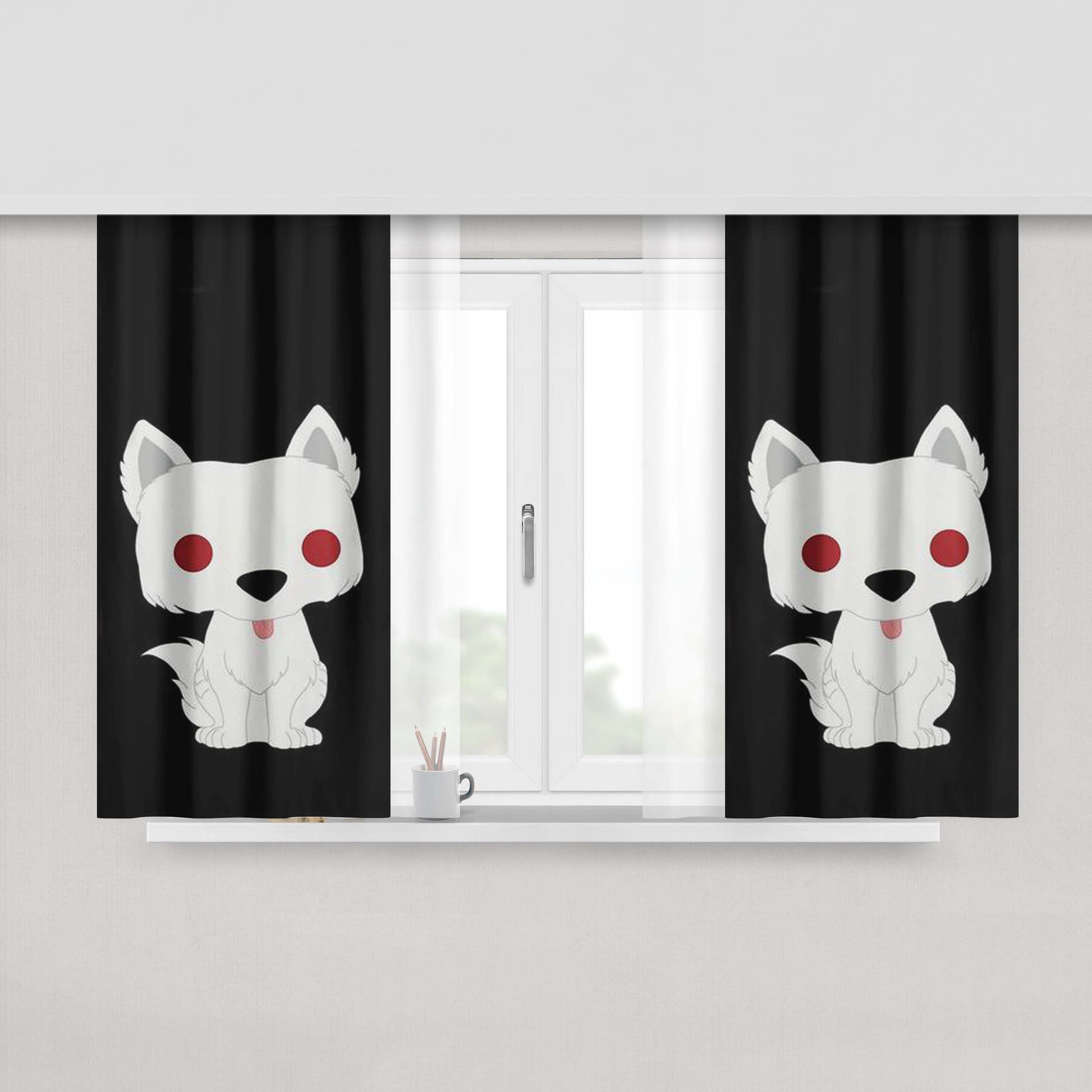 Ghost Puppy Peach Skin Window Curtains