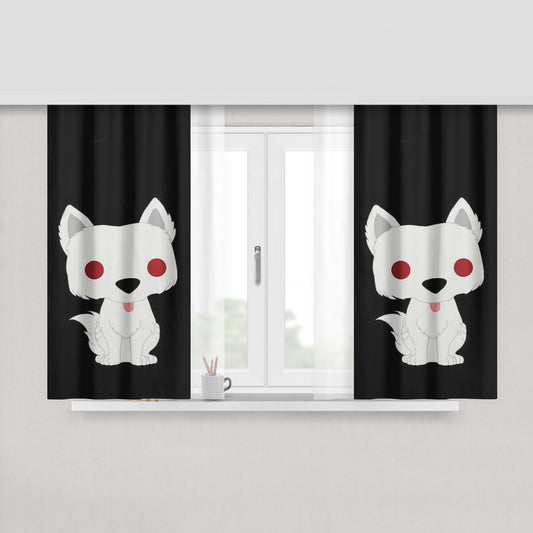 Ghost Puppy Peach Skin Window Curtains