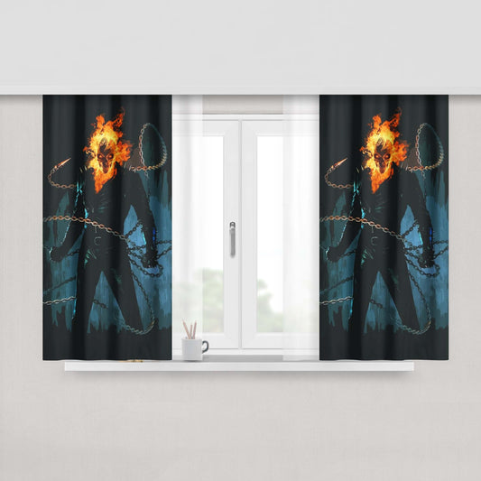 Ghost Rider Art Illustrations Peach Skin Window Curtains