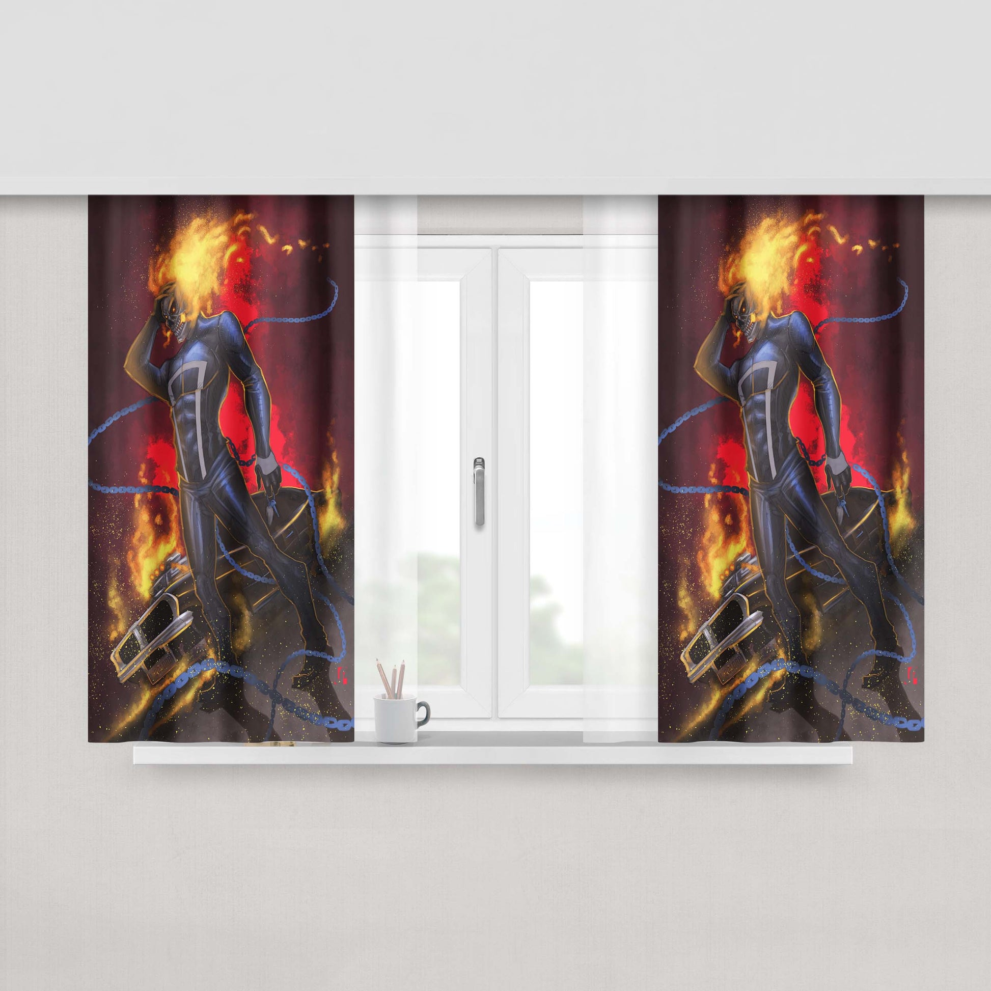Ghost Rider Javi Laparra Peach Skin Window Curtains
