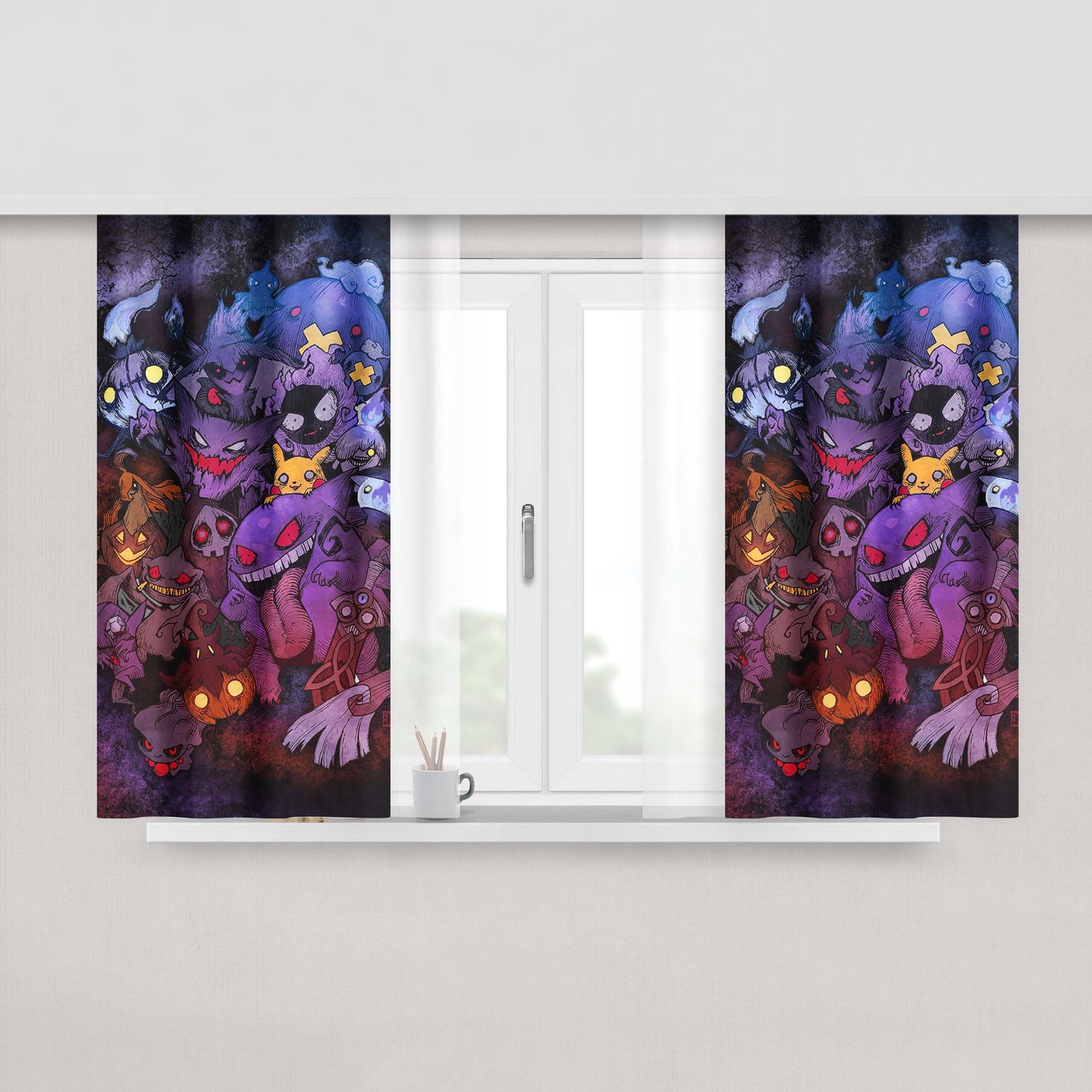 Ghost Type Pokemon Wallpaper Peach Skin Window Curtains