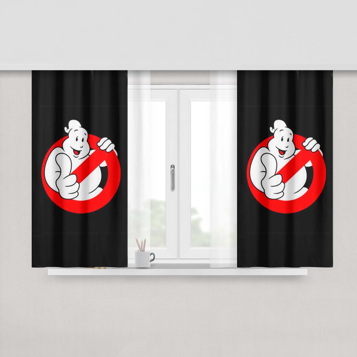 Ghostbuster Art Peach Skin Window Curtains