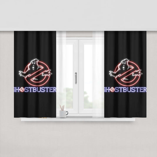 Ghostbusters Logo Neon Peach Skin Window Curtains