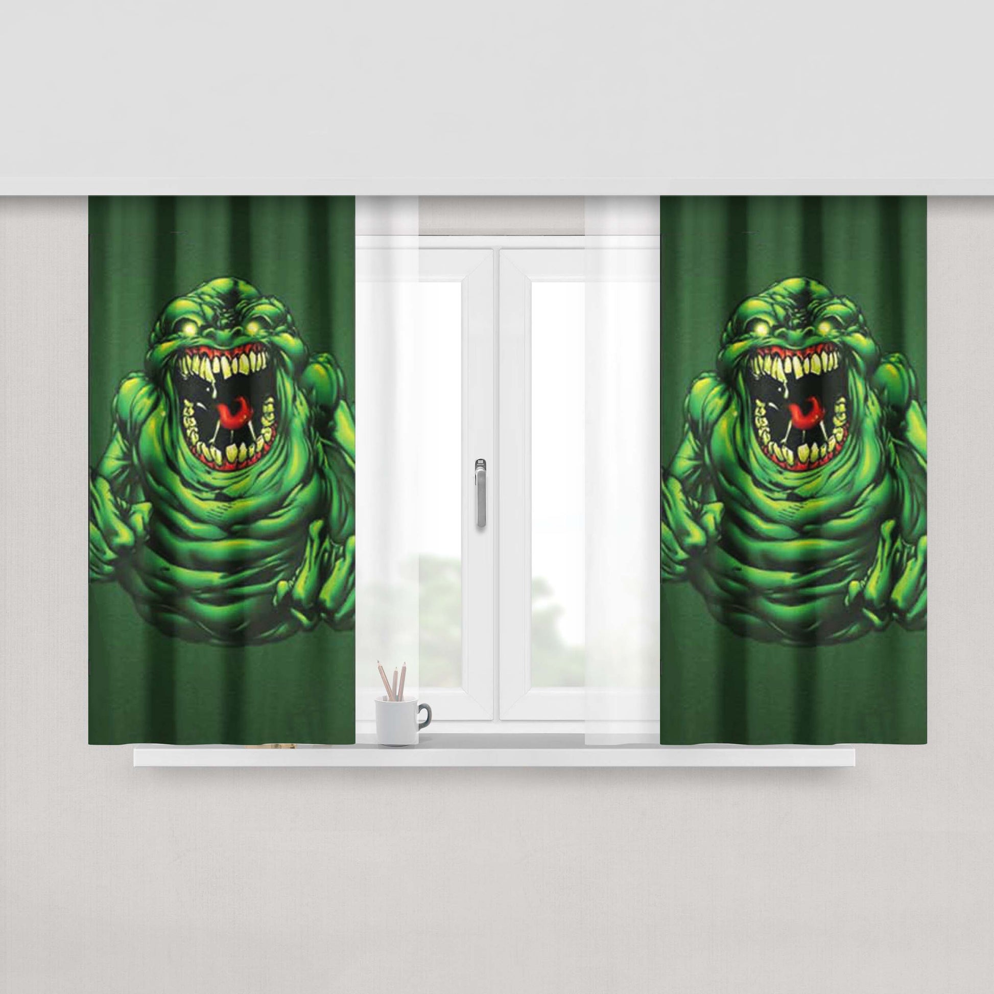Ghostbusters Slimer Peach Skin Window Curtains