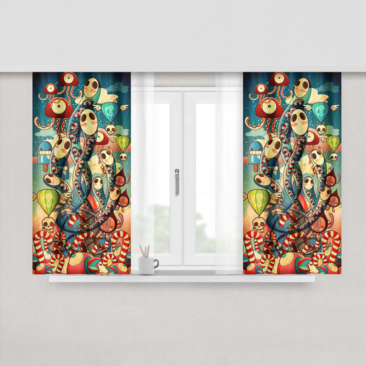 Ghosts & Skulls & Popsicles Ballon Peach Skin Window Curtains